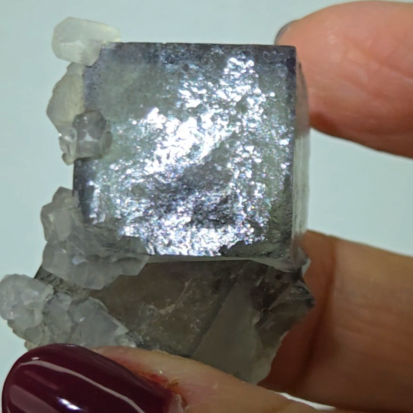 Enhydro cubic fluorite with moving bubble - FL229