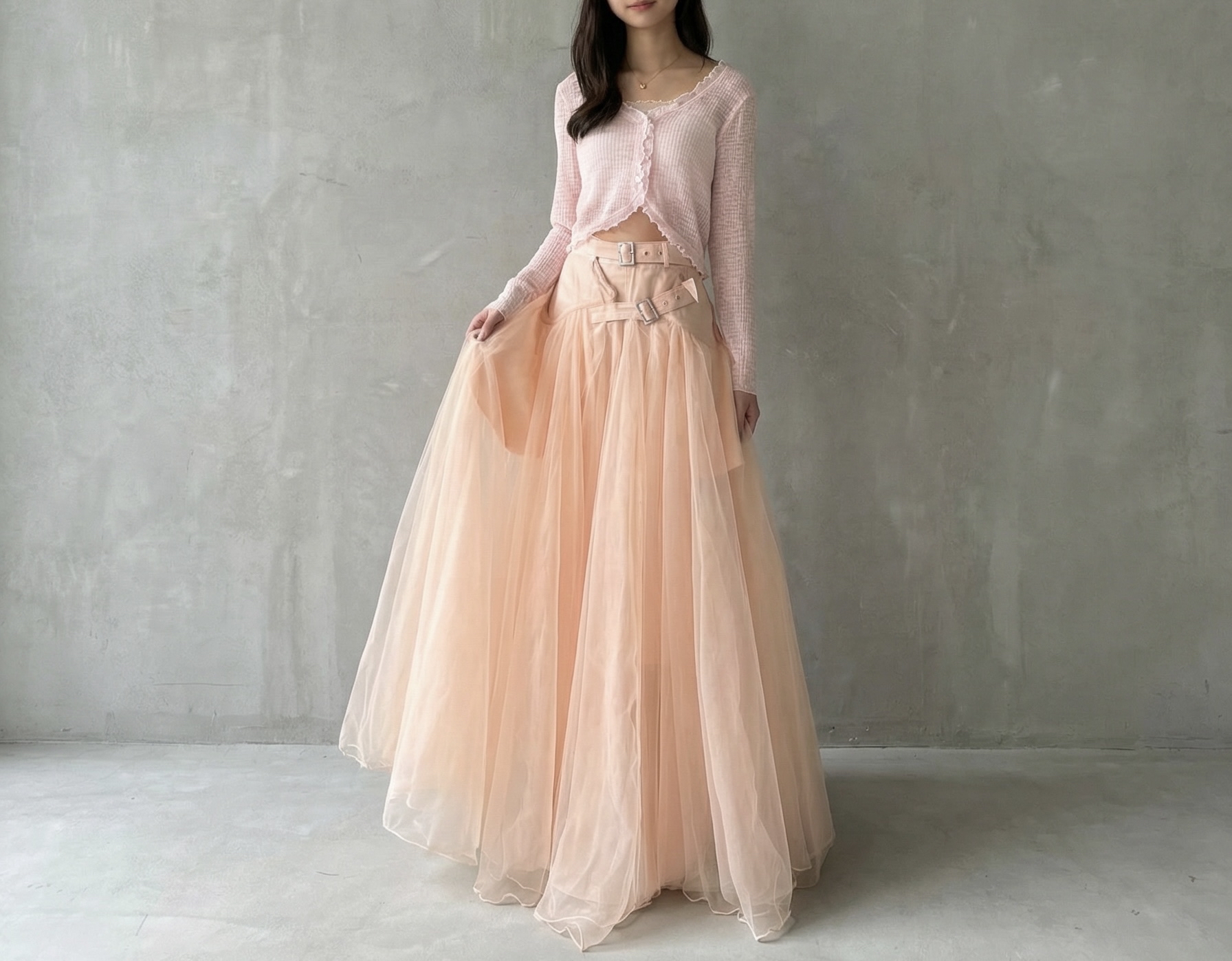 柯根紗腰帶半身裙