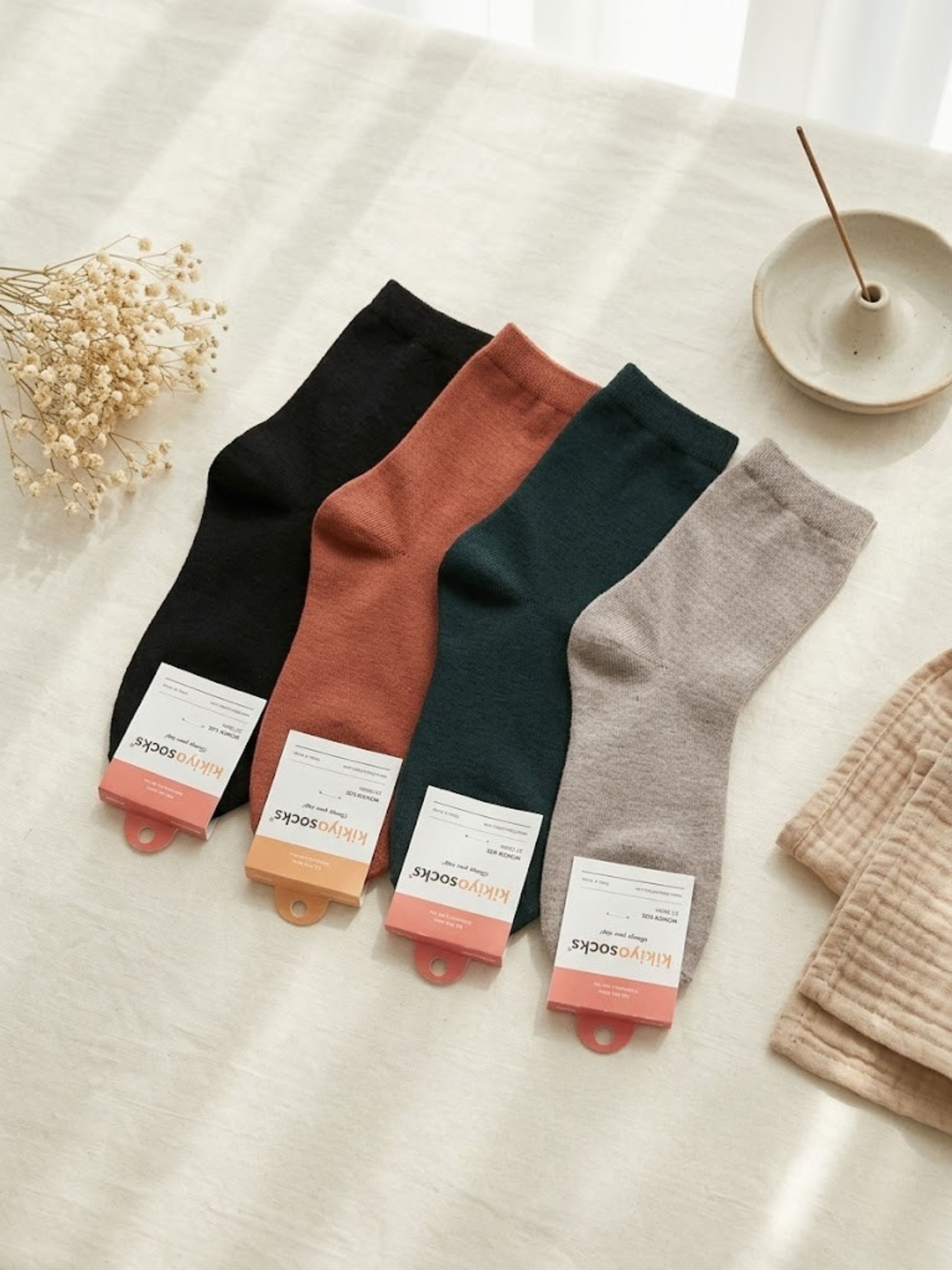Korean Plain & Cozy Women Crew Socks