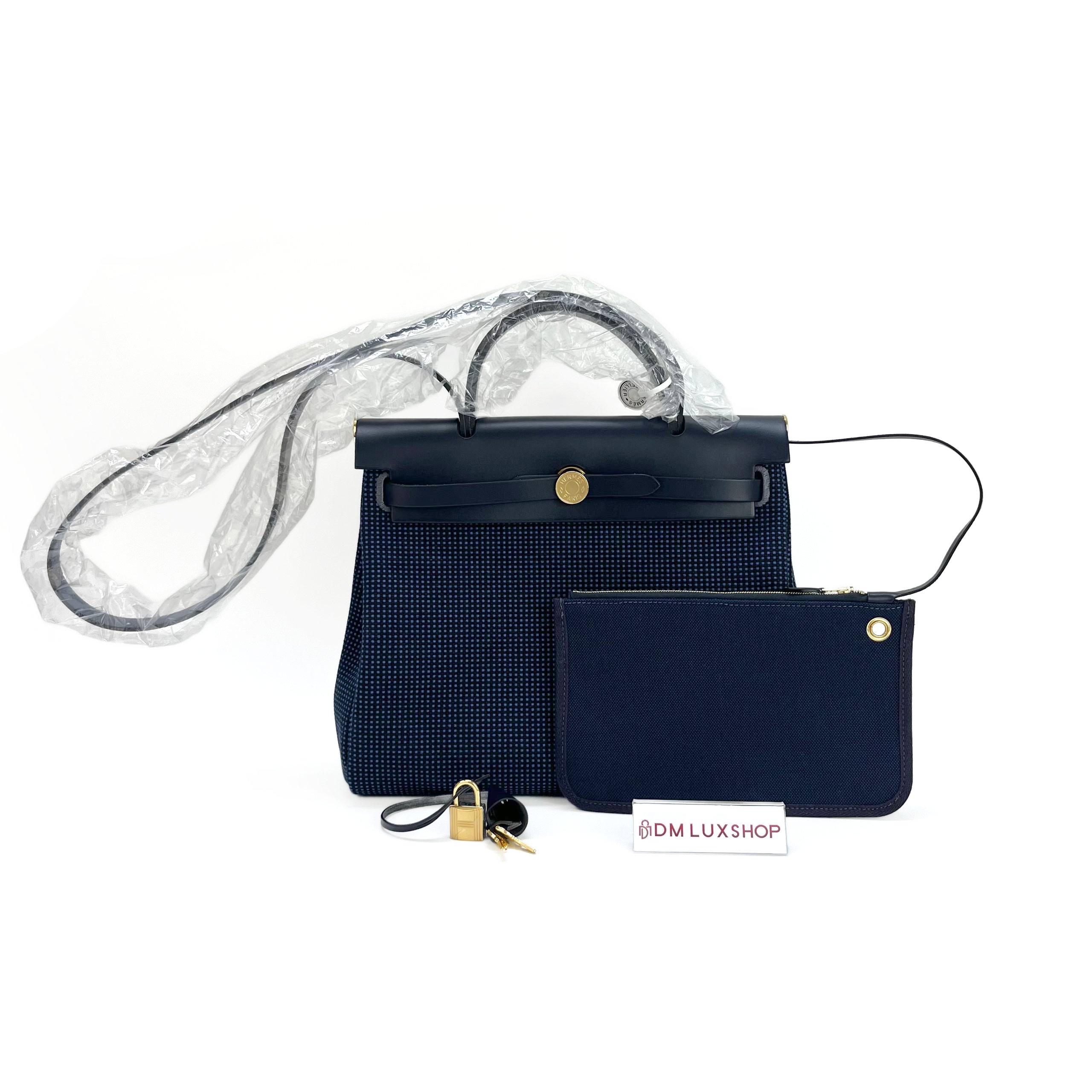 Hermes Herbag 31 Noir / Bleu Indigo GHW (Stamp W, Y: 2024)