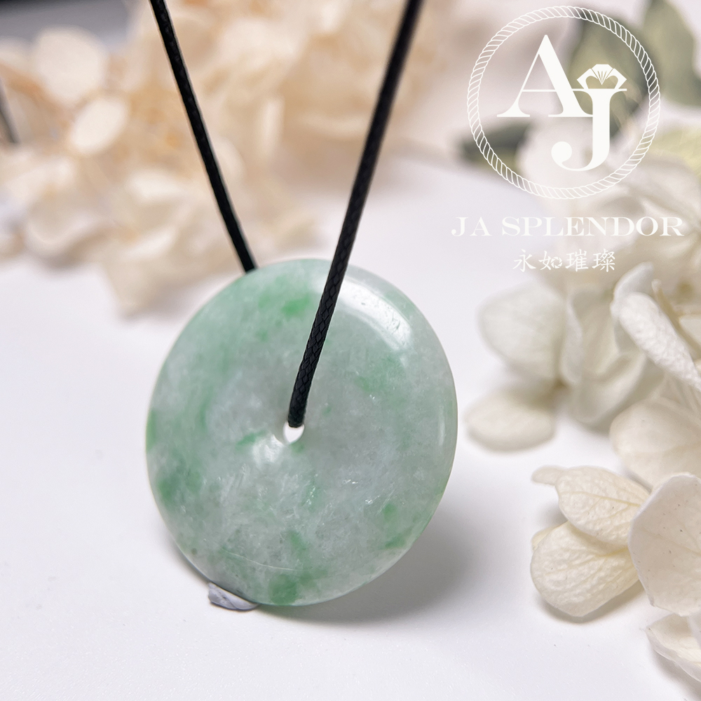 JN-3144 天然翡翠A玉 白底青大平安扣