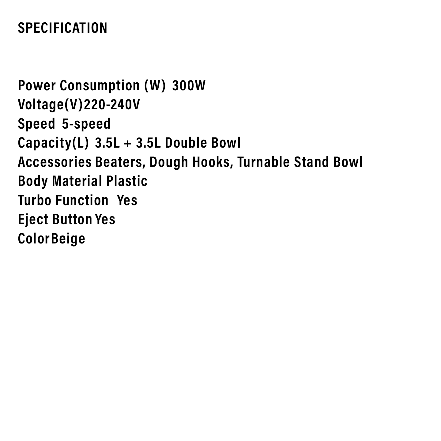 Elba 300W 6-Speeds Turbo Function Stand Mixer ESMB-R3533(BG)