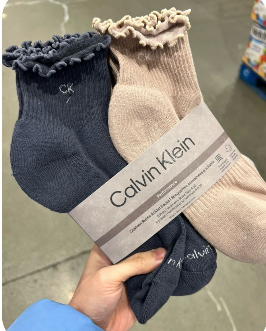 加拿大直送預訂 Calvin Klein 新款女裝荷葉邊襪 1 set 8 對全棉