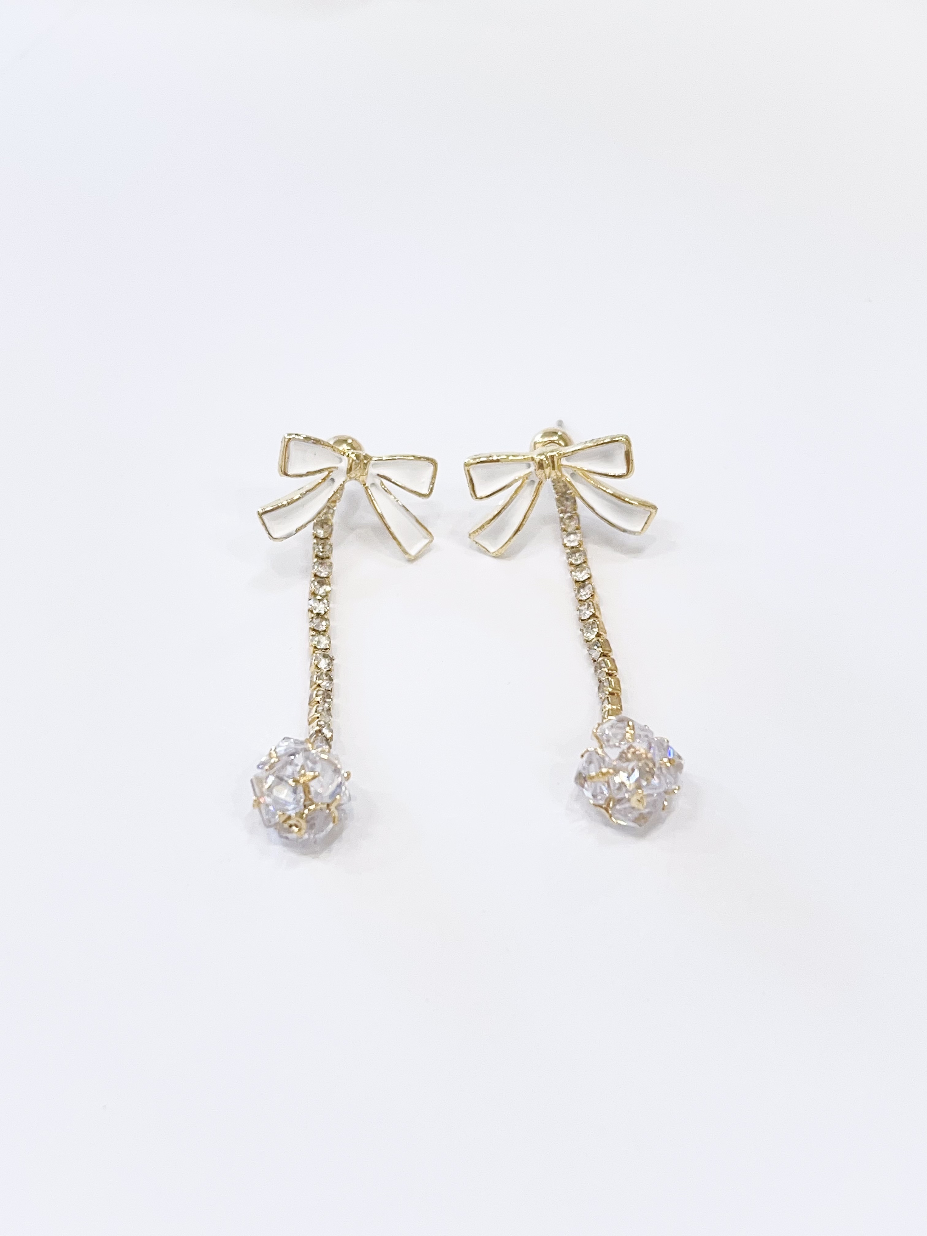 超闪钻球蝴蝶结长流苏耳环