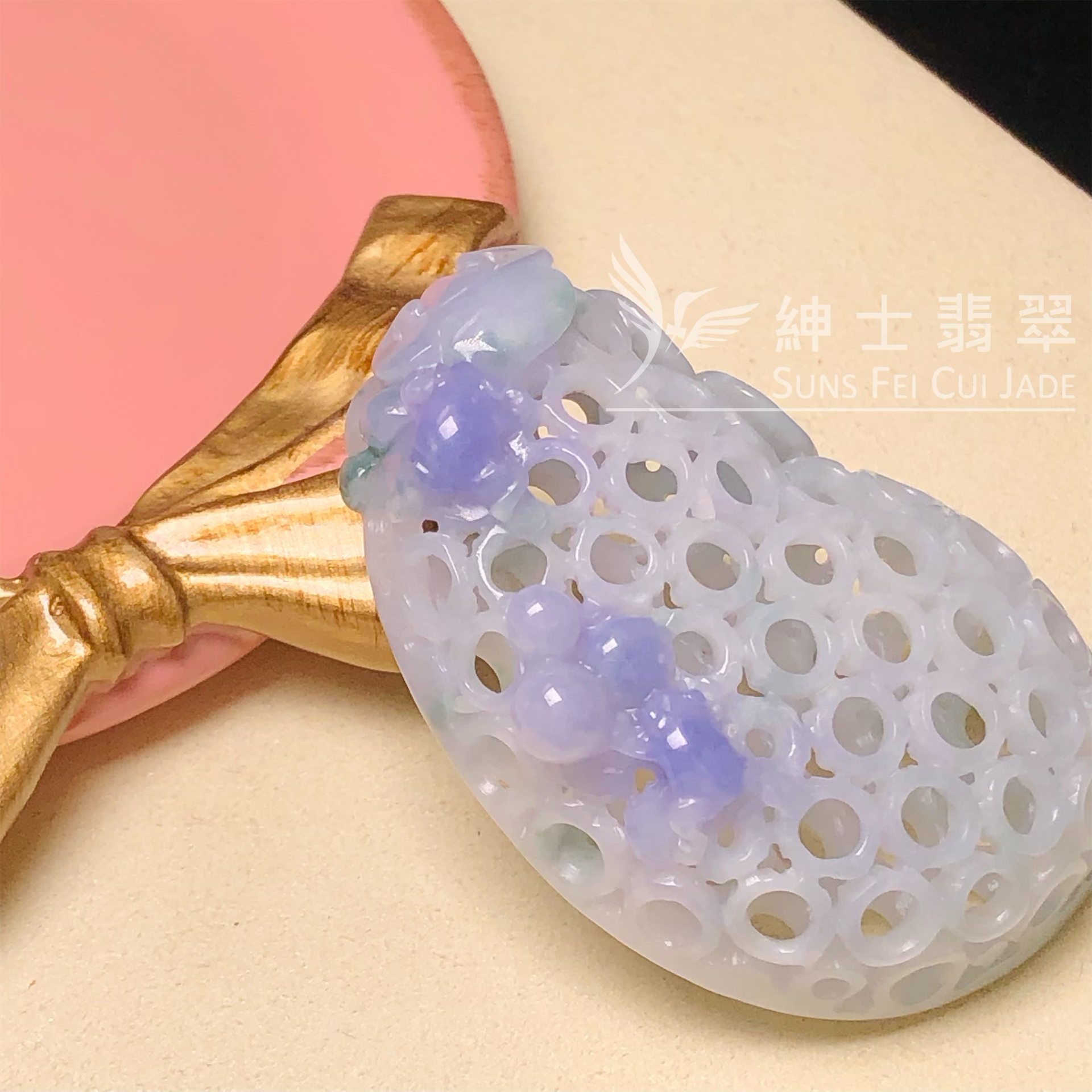 YK00357 紫羅蘭鑲空雕刻萬壽果
