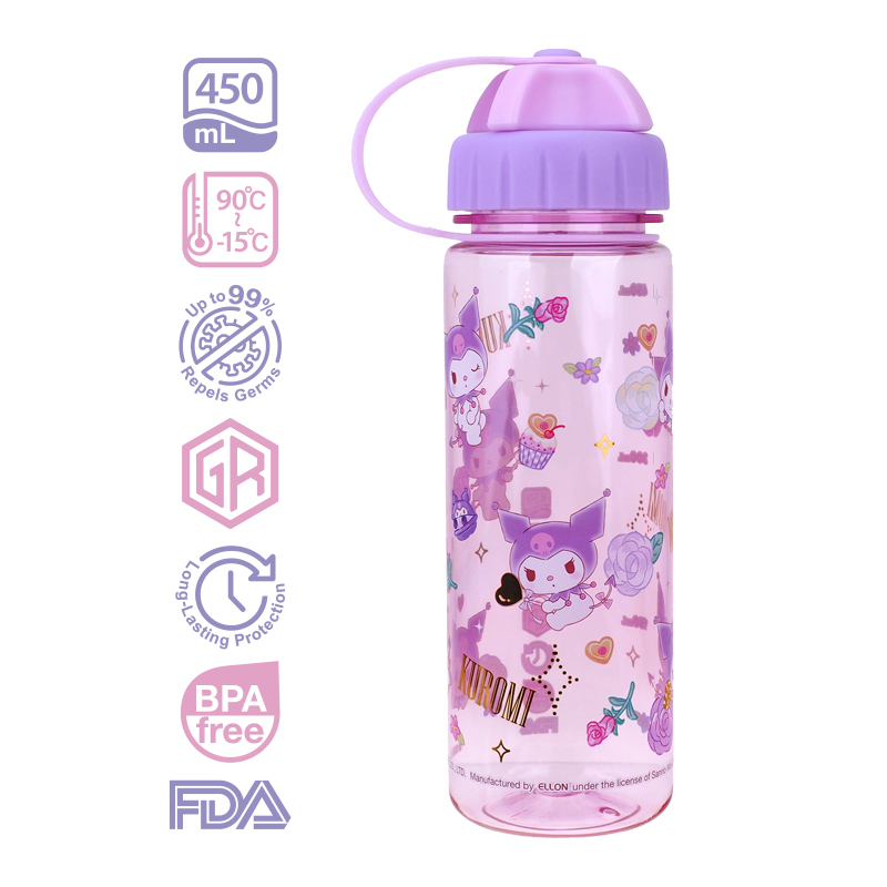 Kuromi 450ml BPA Free Water Bottle w/ 2 Openings Lid 膠水樽 (2開口設計)