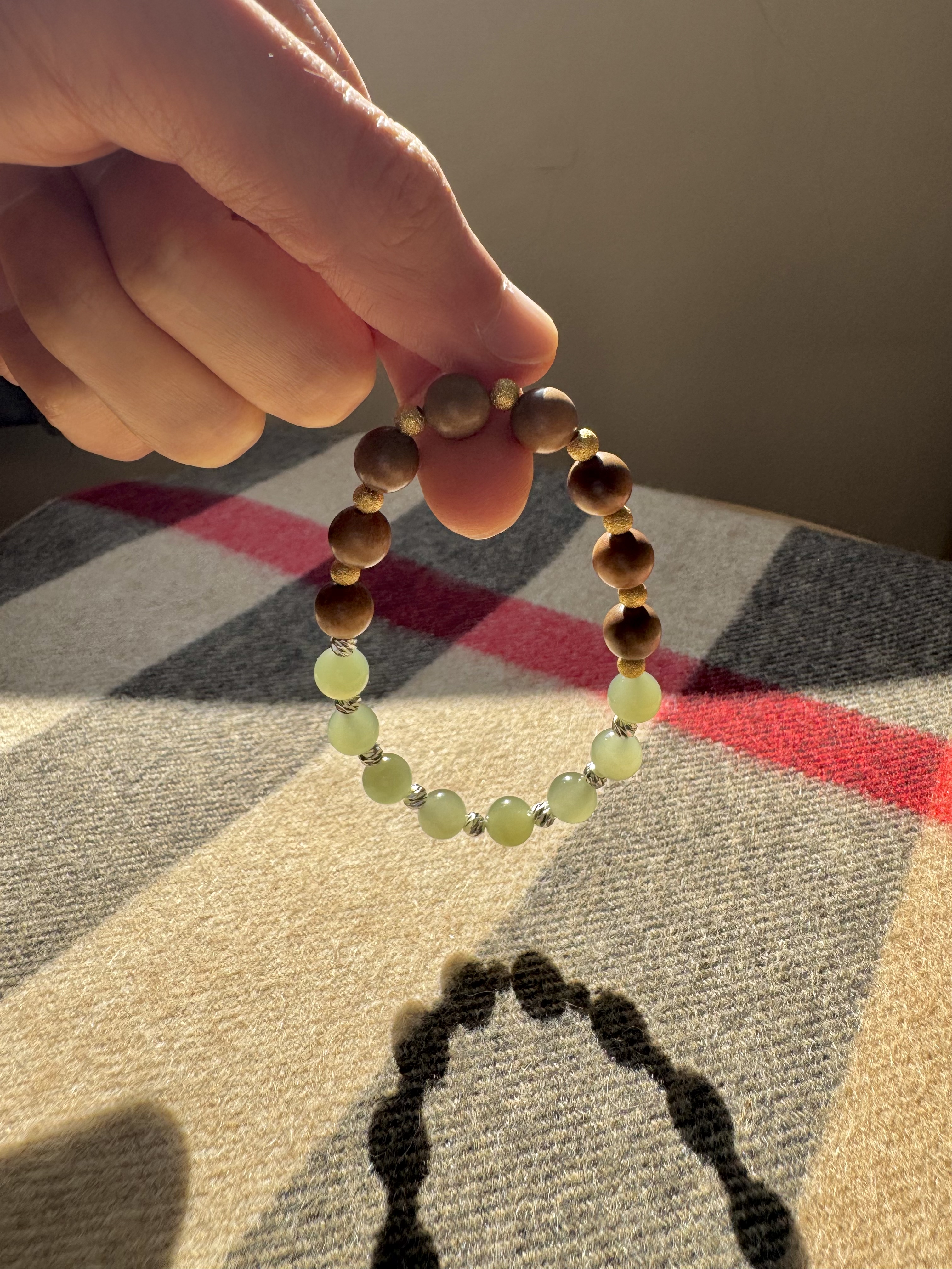 【半檀半玉 · 和合手串】－ 老山檀｜晴水和田玉