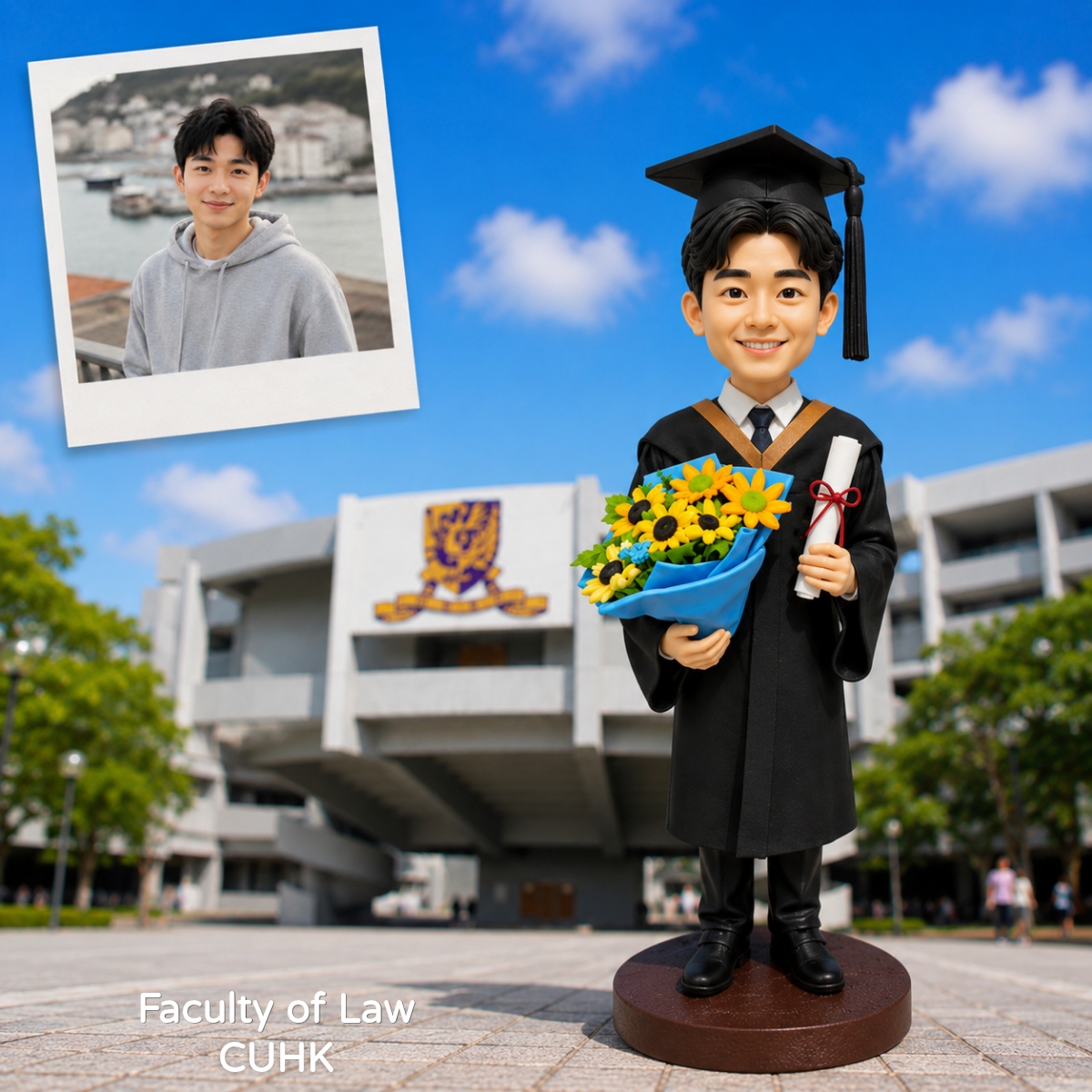 中文大學手工陶瓷人像畢業公仔｜18cm 客製畢業禮物 