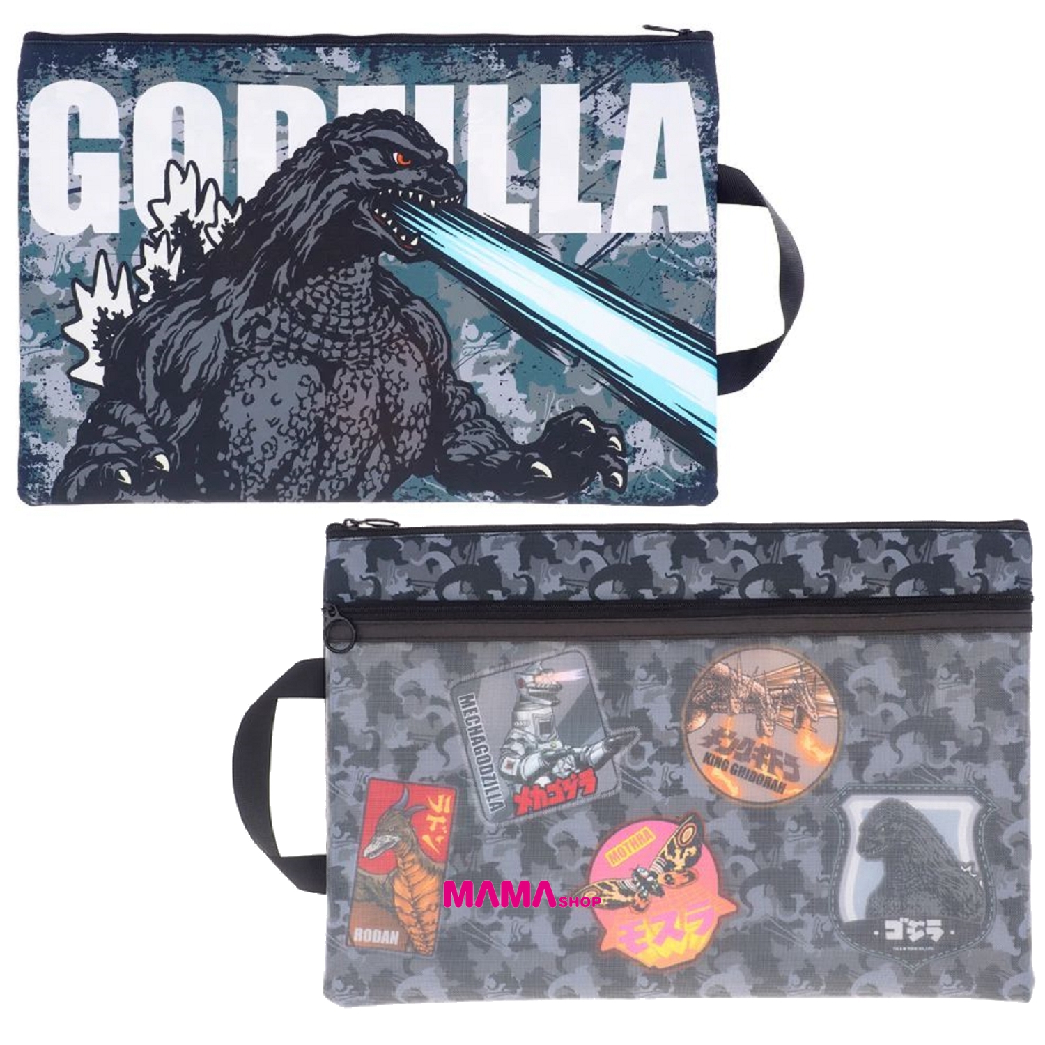 Godzilla 哥斯拉 最新商品 (小童斜揹袋連水樽格、 証件套連頸繩、雙拉鏈筆袋、雙拉鍊布文件袋連手挽)