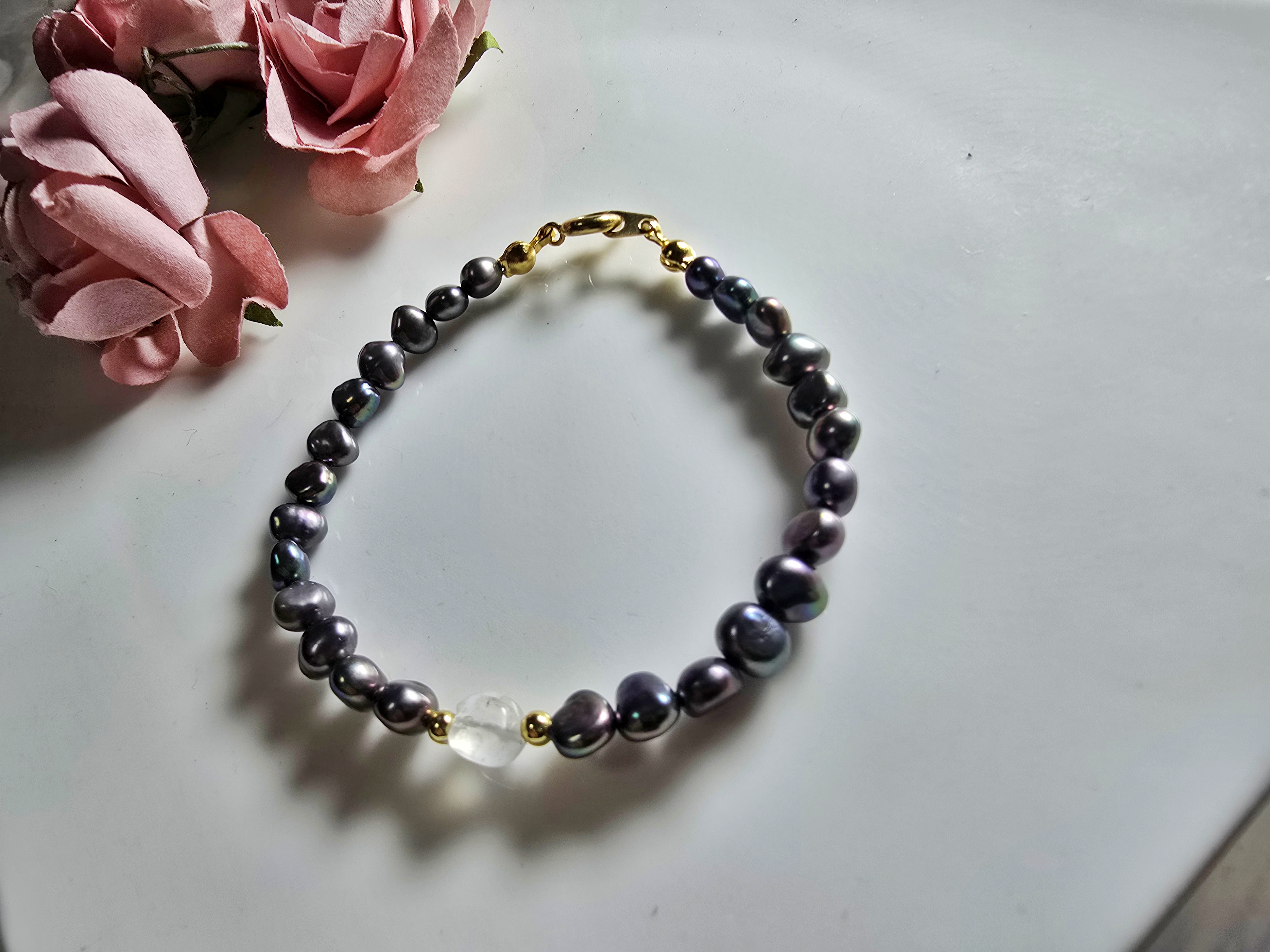 FWP0125-18  天然珍珠月光石復古手鏈