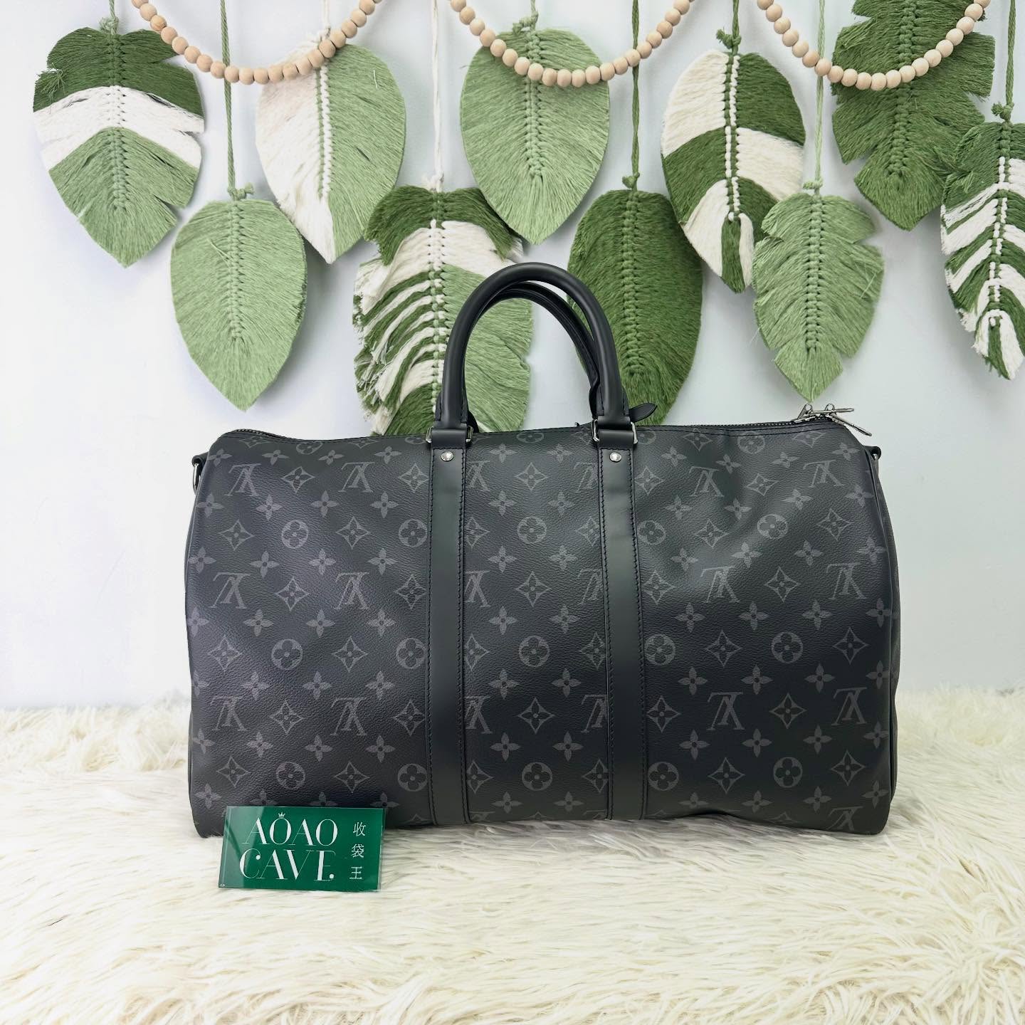 LV 🤍PRE OWNED Monogram KeepAll 45 晶片款 手提單肩斜肩包🖤