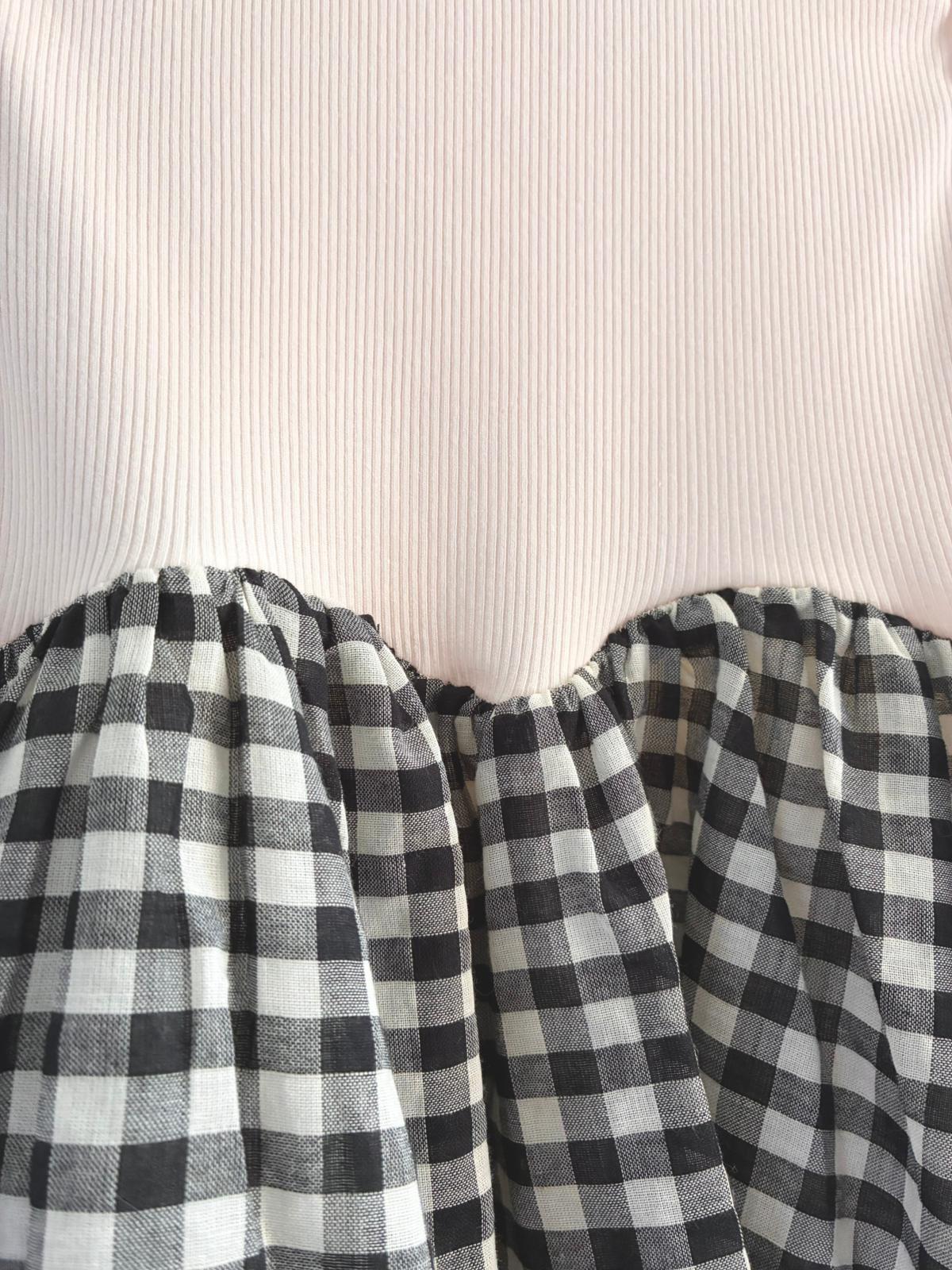 米白格仔背心裙YZ25206 