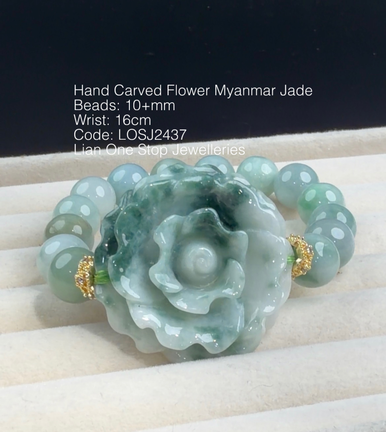 Code: LOSJ2437 Hand Carved Flower Myanmar Jade  