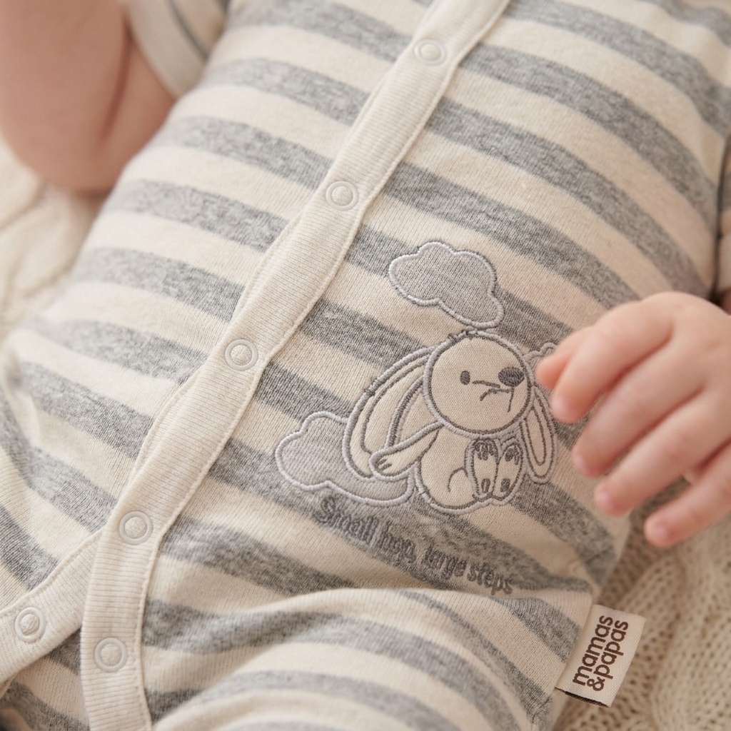 Trendyvalley Organic Cotton Short Sleeve Short Pant Baby Romper (BUNNY HOP)