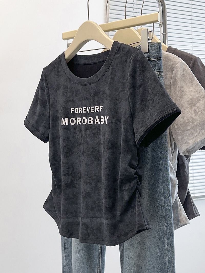 B119(36919) 韩系扎染FOREVER MOROBABY腰褶皱3色上衣