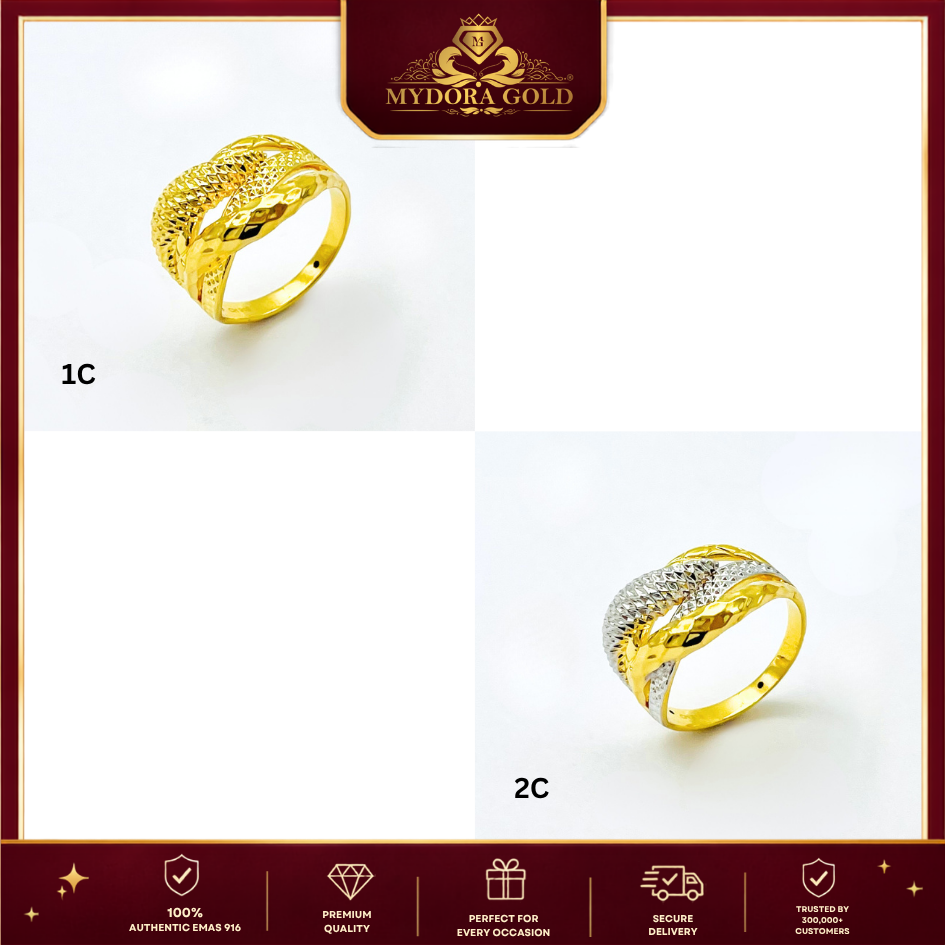 MYDORA Cincin Lintah Diamond Cross (5G) l EMAS 916/22K