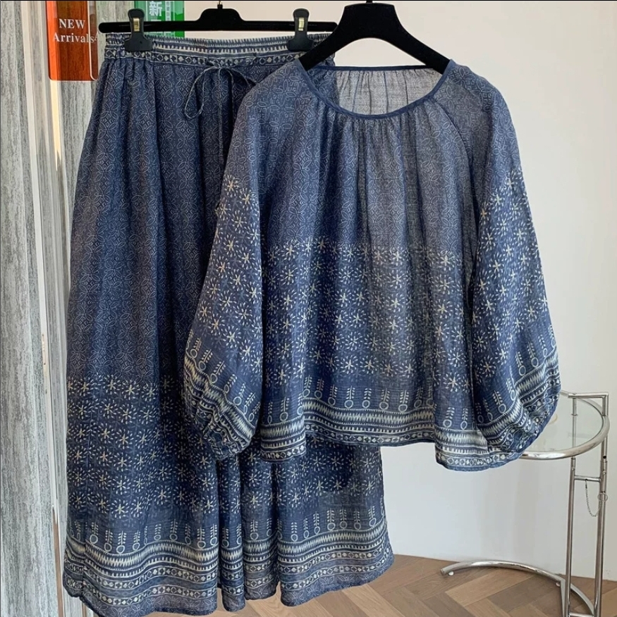 $135套。✨麻棉民族風兩件套上衣＋半身裙✨