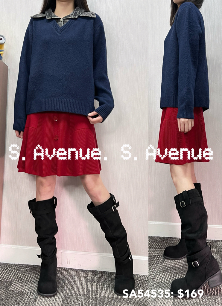 SA54535: 長袖牛仔領假兩件冷top