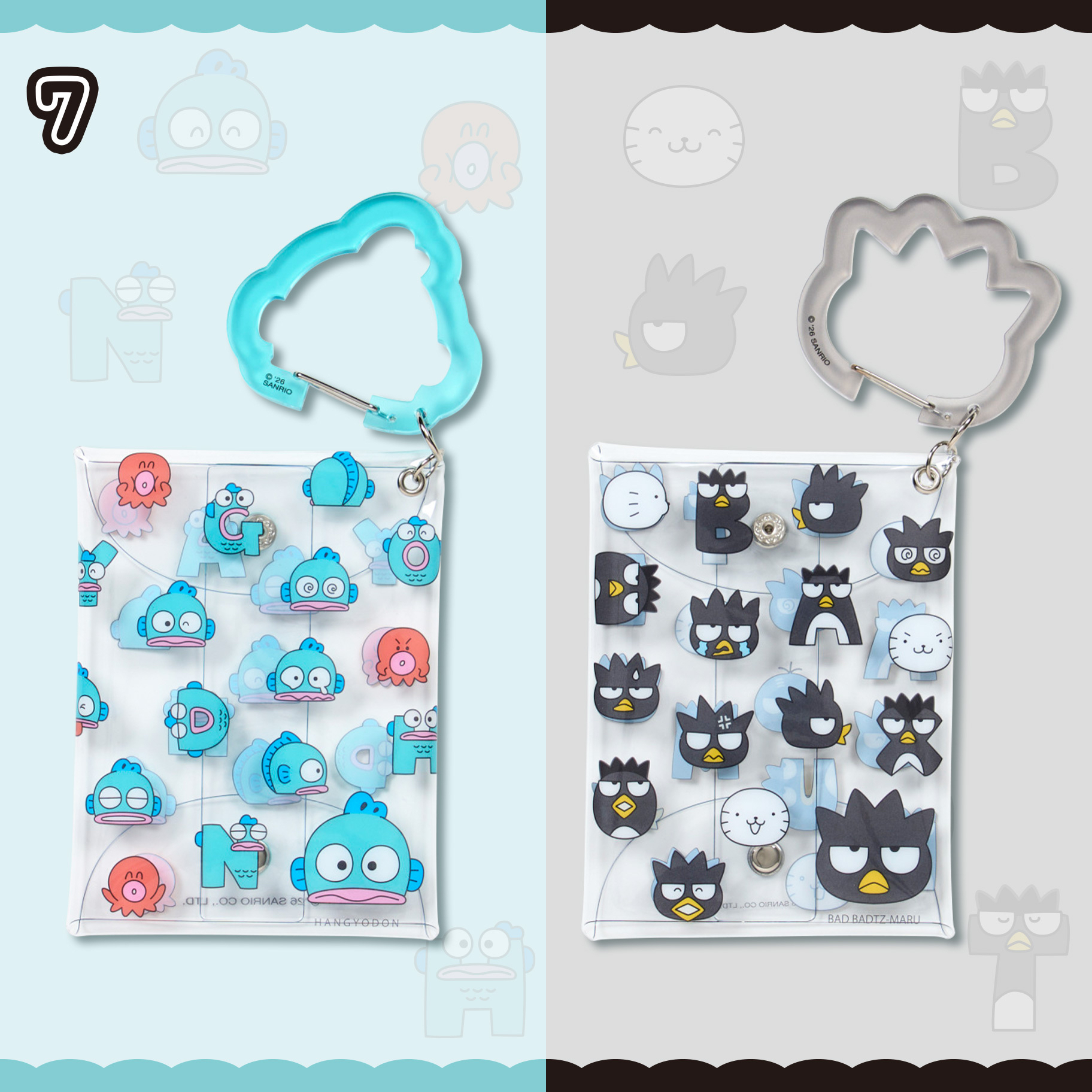 🎀【預訂】 Hangyodon & XO 滑稽臉系列透明收納袋（附登山扣)