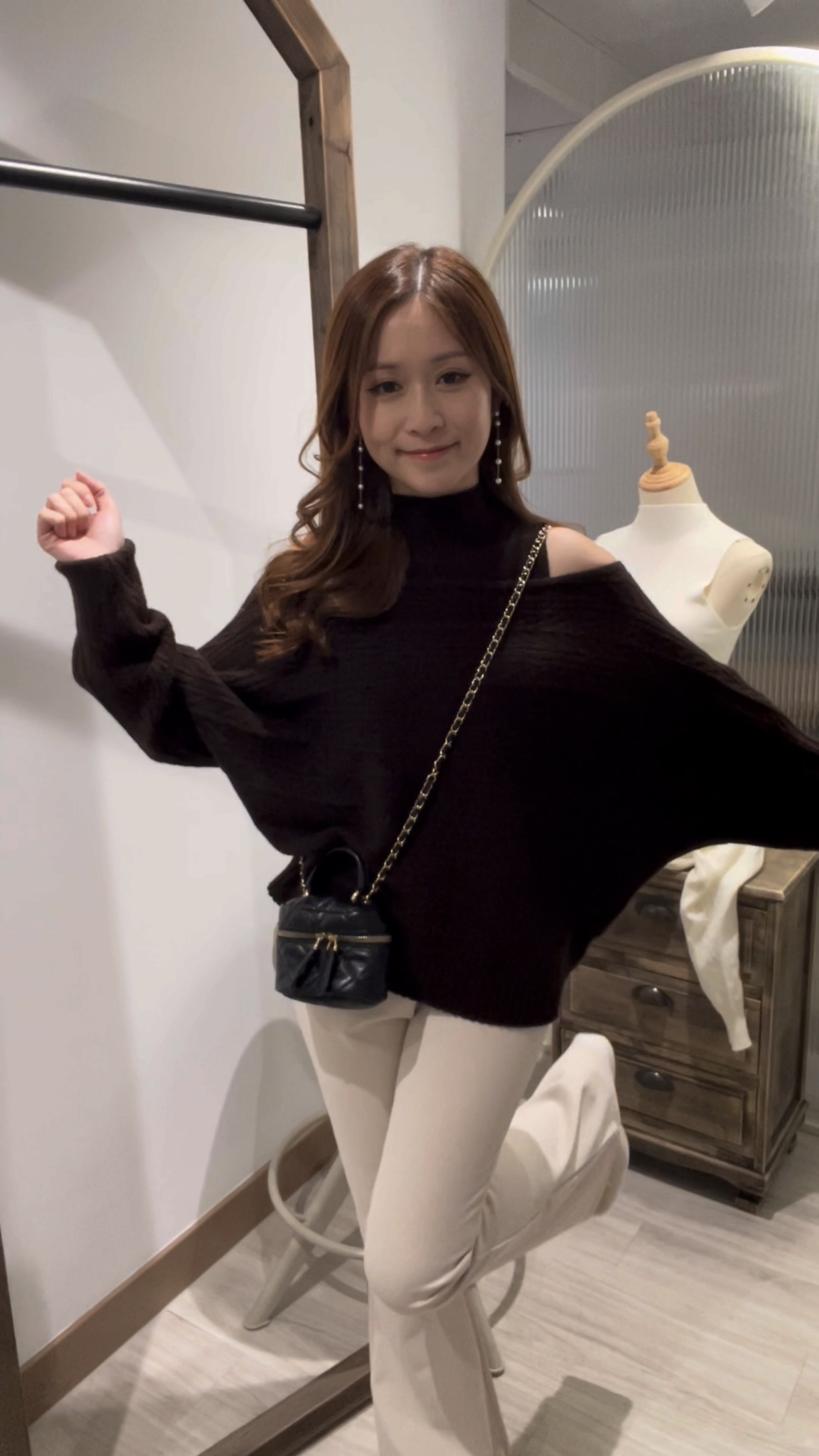 [限時閃購]2-WAY巴洛克織紋毛衣(背心+上衣)[KR]棕色308279