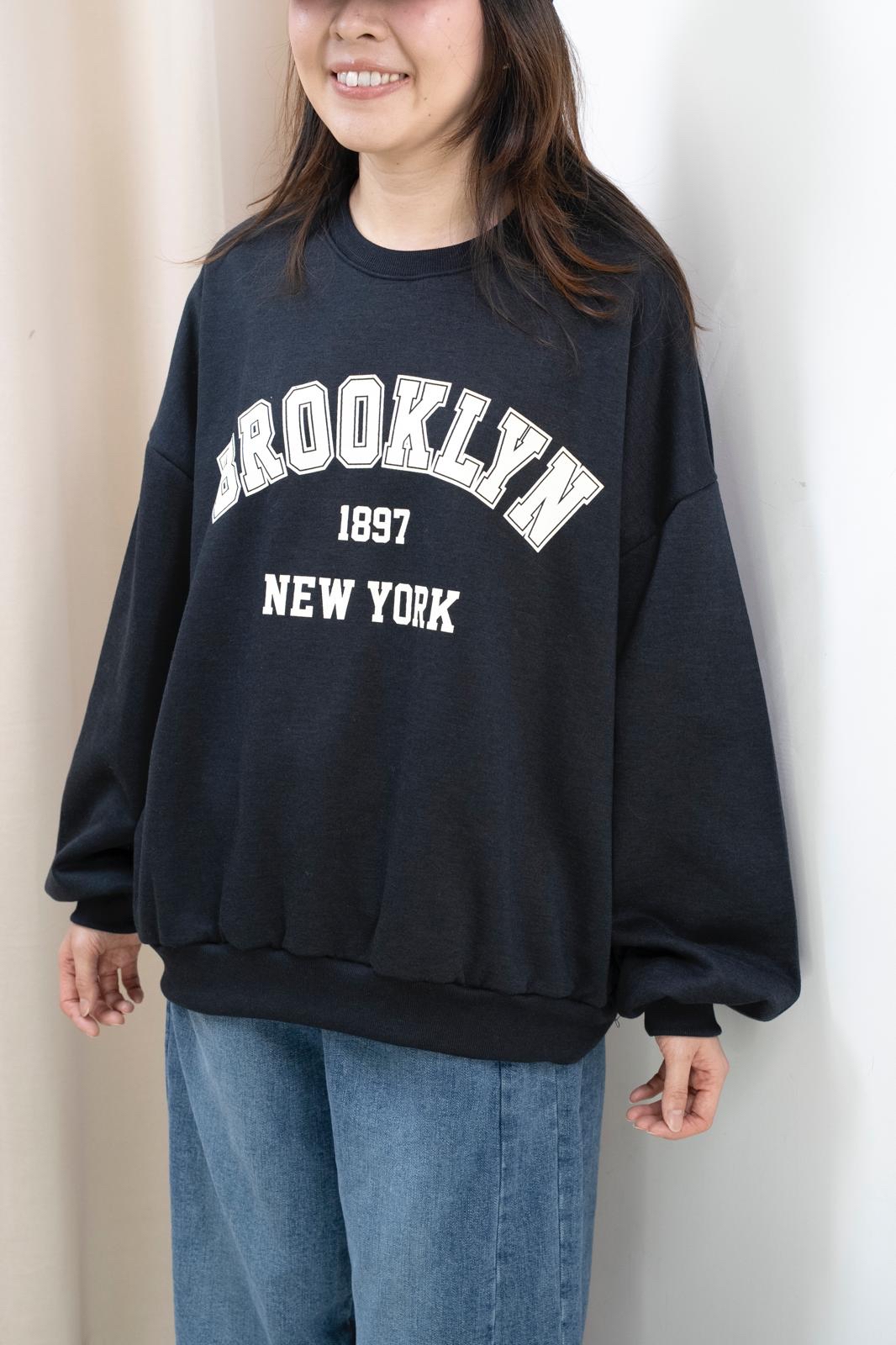 加絨有型文字衞衣（深藍色）