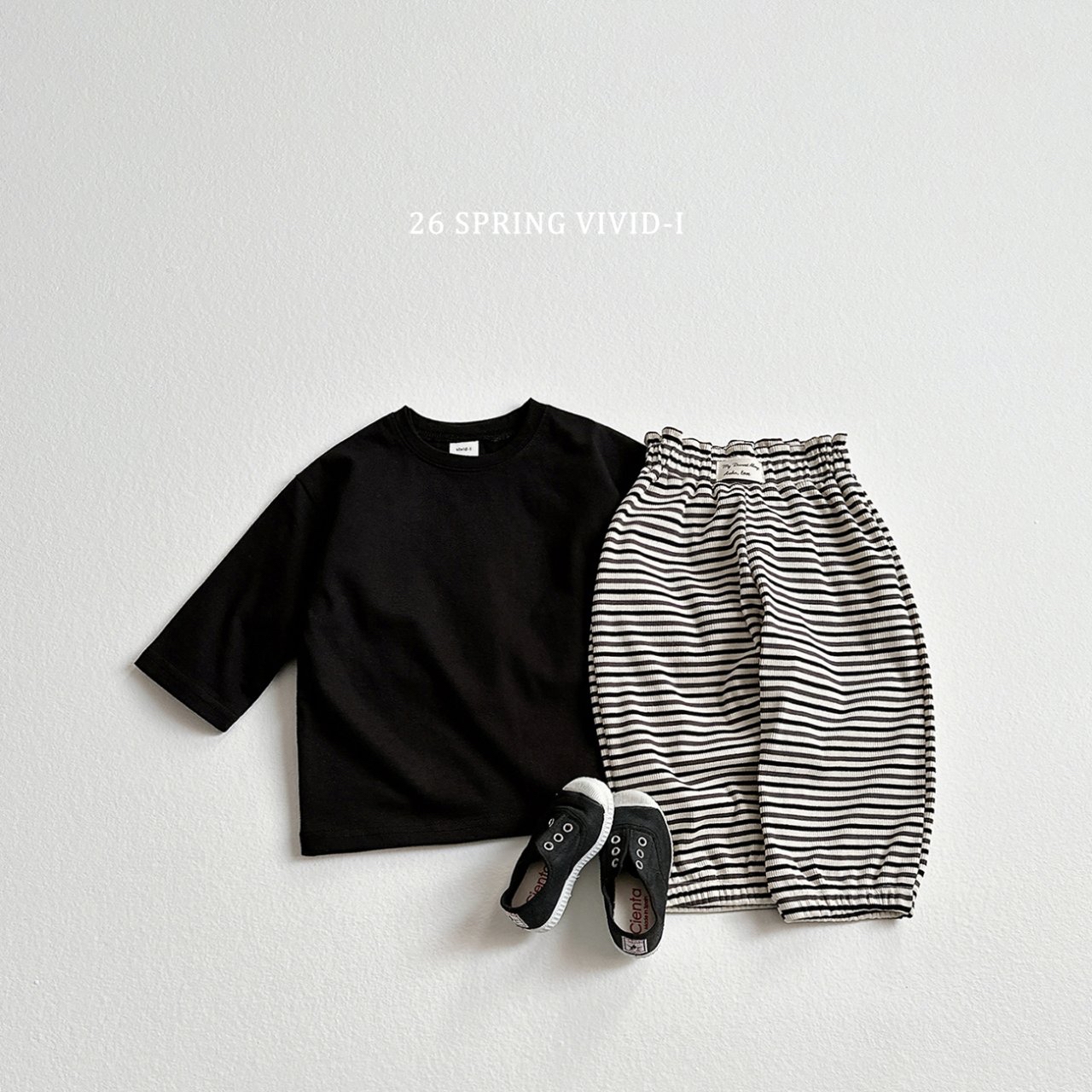 🌸預訂 韓國直送🌸🇰🇷VIVIDI兩色標籤條紋寬鬆長褲