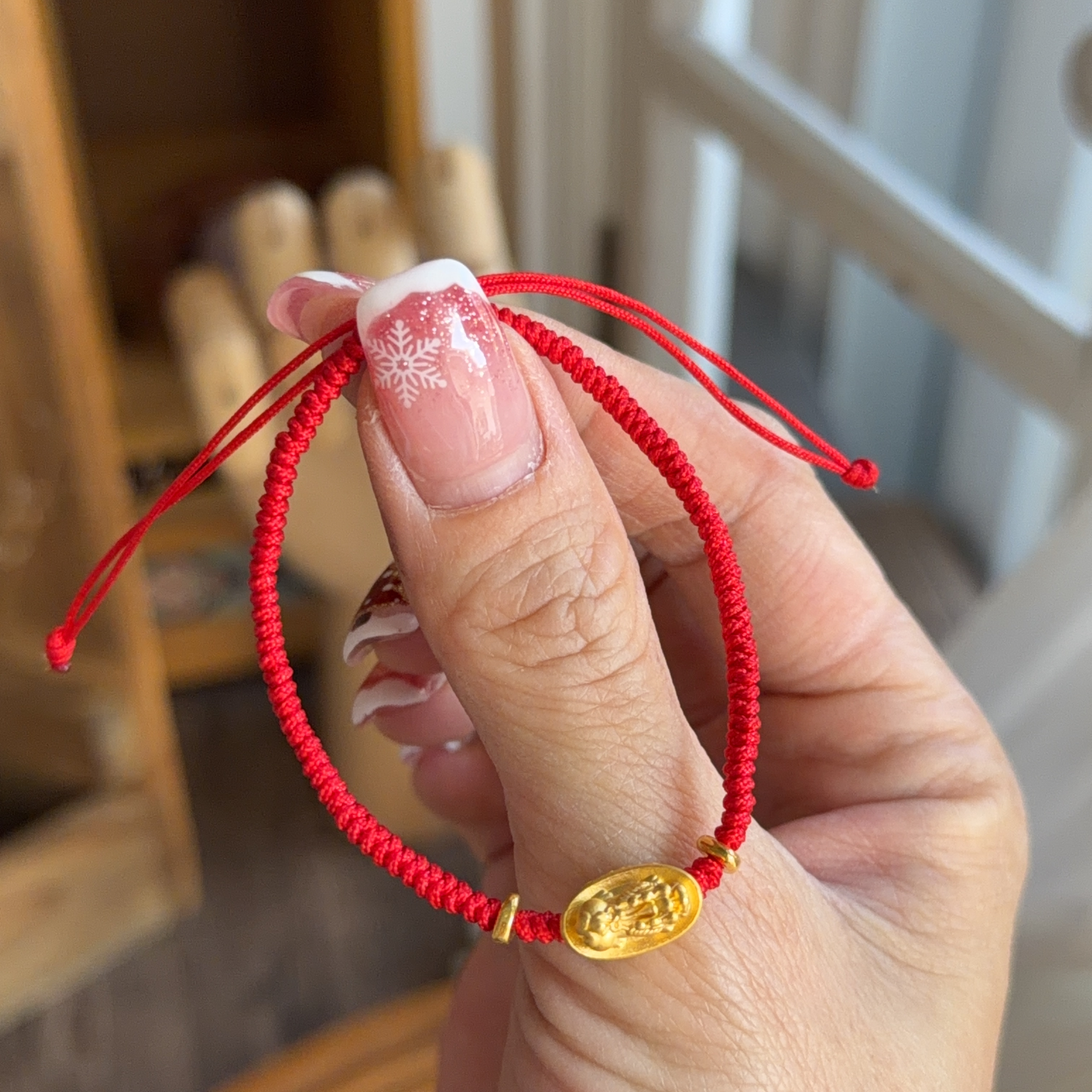 999硬金金元寶貔貅+碎碎金襯紅色手繩