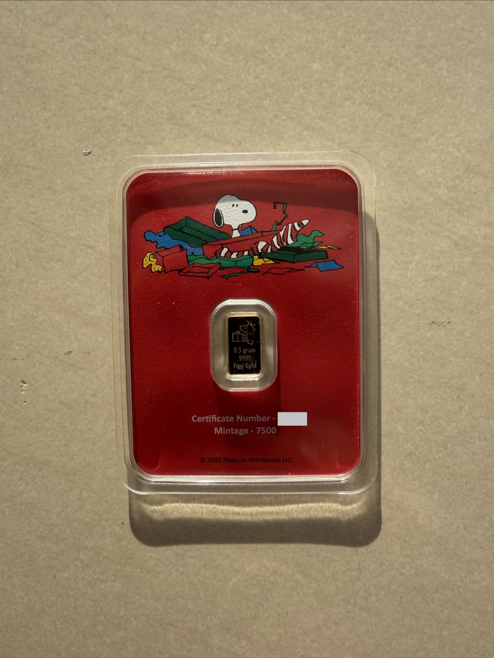 PAMP Christmas Snoopy 0.5g🇨🇭Swiss Fine Gold Bar Emas 999.9 圣诞史努比