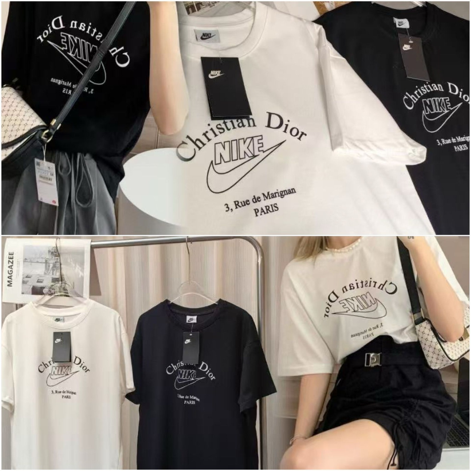 即將下架 , 清貨處理🌈A132 - DIOR x NIKE 黑白色短袖 (清貨SET裝處理)