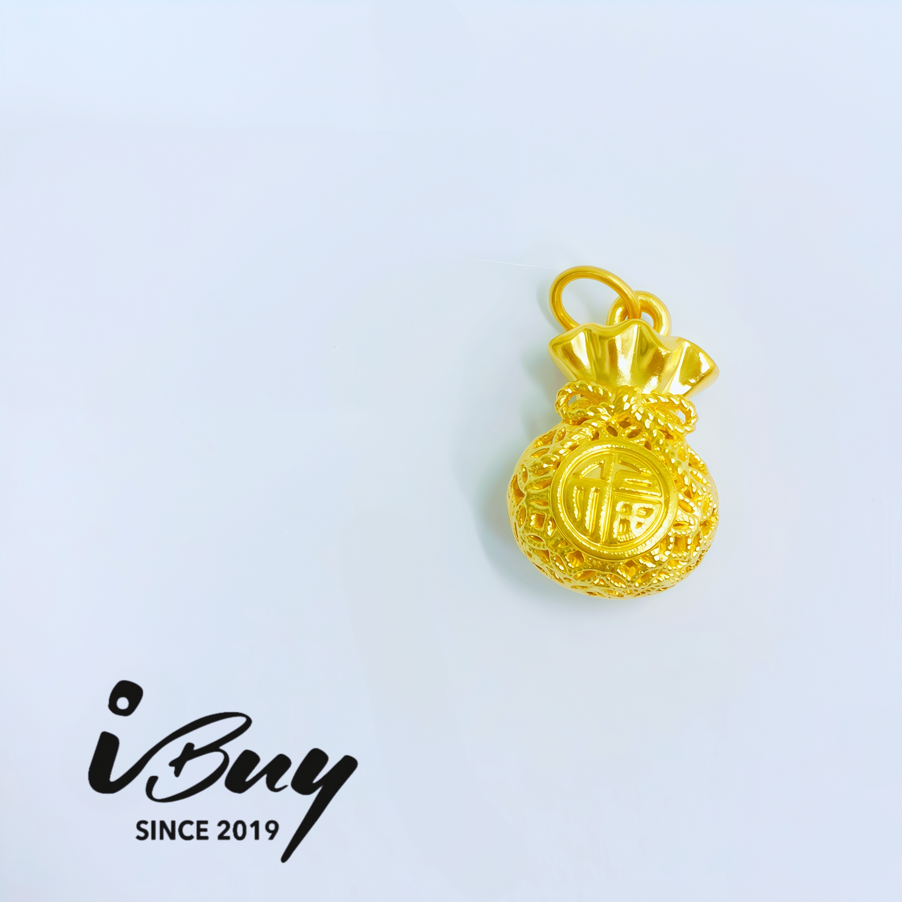 999 GOLD FILIGREE FORTUNE BAG PENDANT 999 金 金丝福袋吊坠