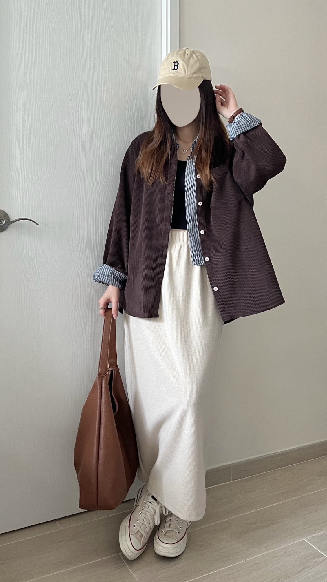 親膚軟熟細坑紋長裙 