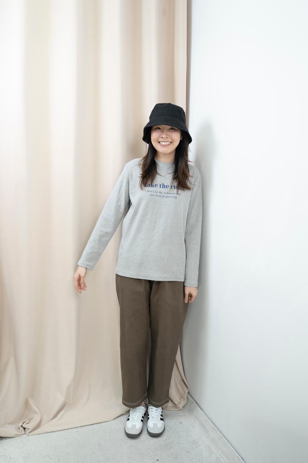 合身文字薄絨面Tee（3色）