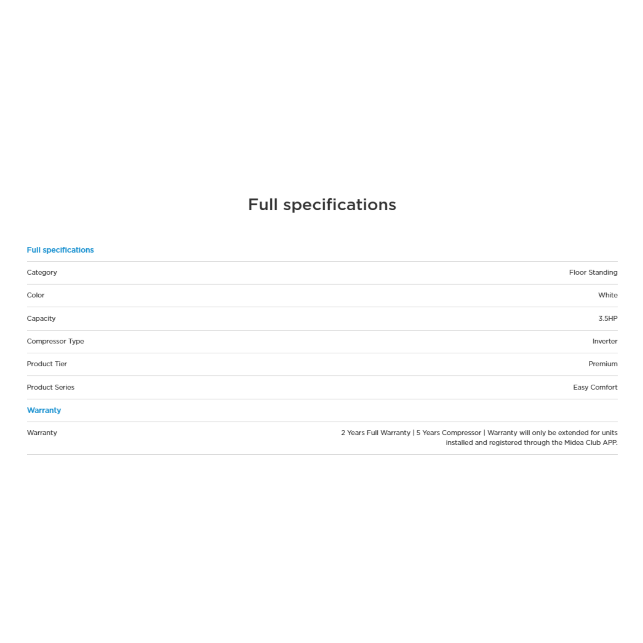 Midea 3.5HP LL Easy Comfort Floor Standing Air Conditioner MFKS-35CRFN8