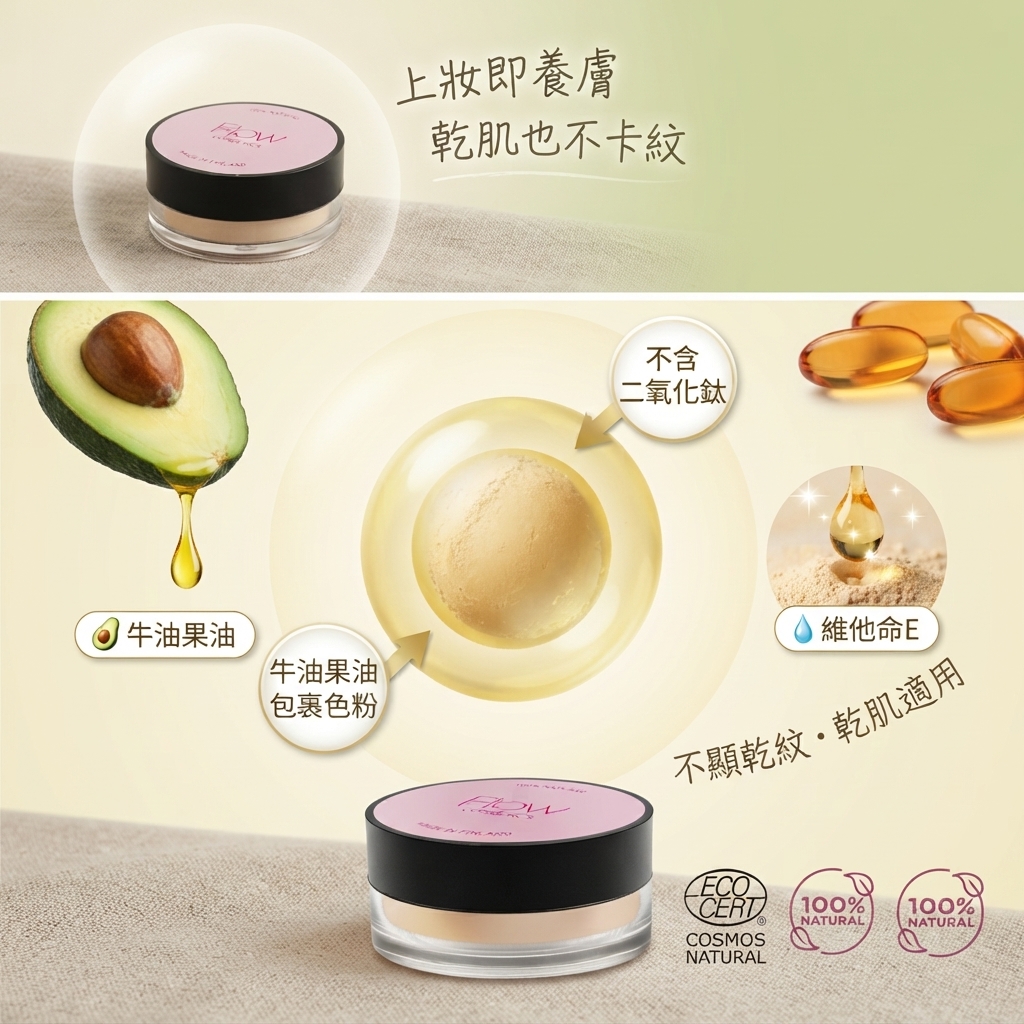 FLOW COSMETICS 柔光透亮天然定妝蜜粉 10G