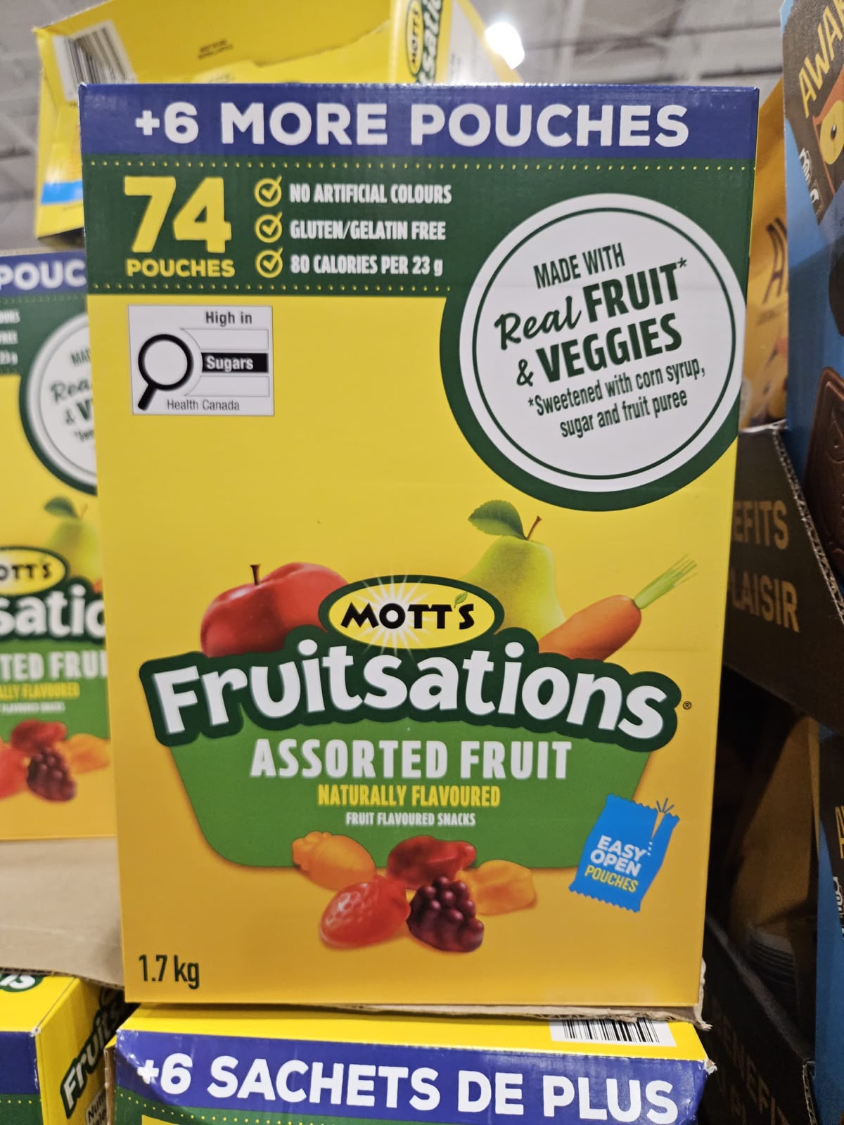 加拿大Costco│ Mott‘s Fruitsations Veggie Gluten Free Tropical Fruit 無麩質蔬菜水果軟糖🍇🍓🍒 ✅增量裝 74包  ❗️❗️1.7 kg