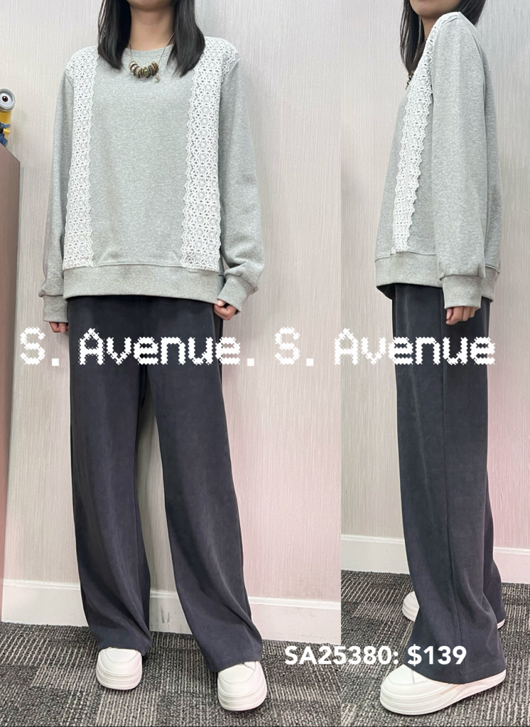 SA25380: 長袖側兩邊lace衞衣