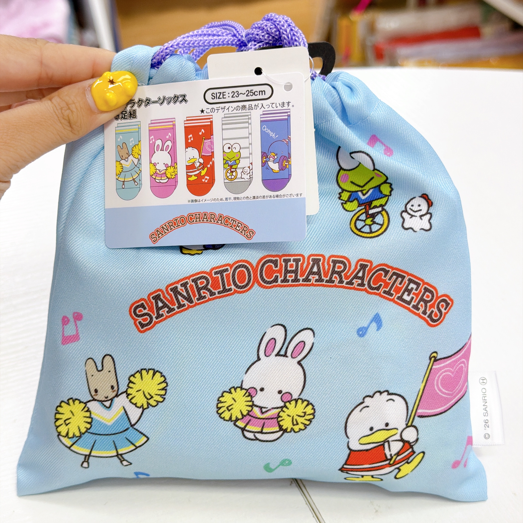 日本直送Sanrio 知襪連索袋 一套五對 23-25cm