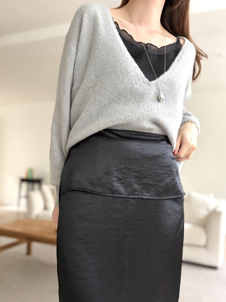 Layering Satin Skirt (Black)