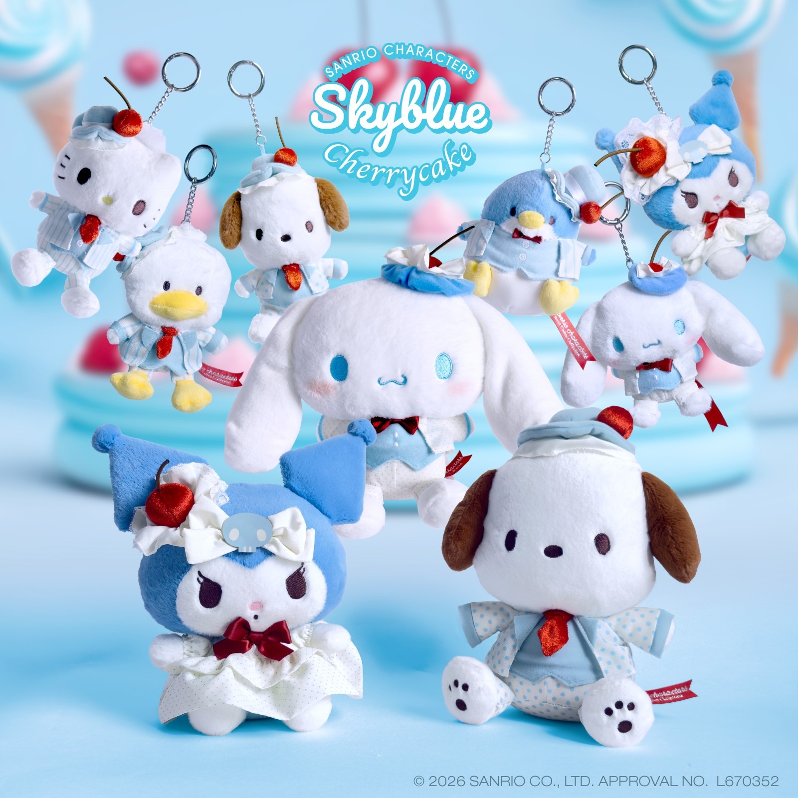 🌸 【預訂】AHIRUNOPEKKLE Mini Pouch - Sky Blue Cherry Cake
