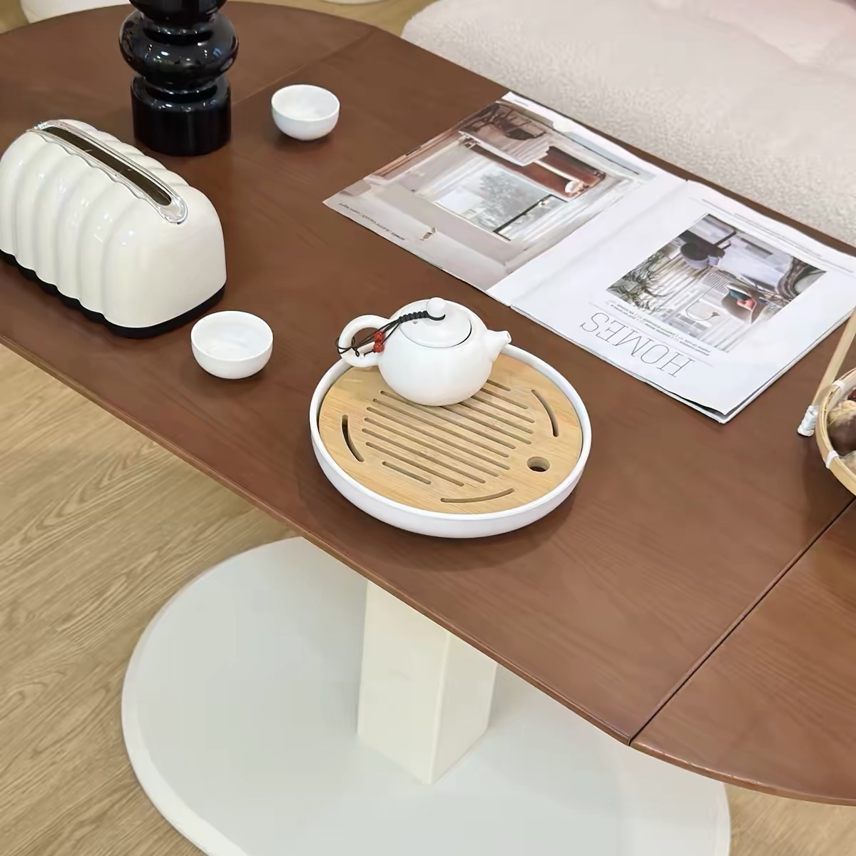 實木可升降茶幾餐枱二合一 多功能茶枱 可摺疊移動 細單位專用 table