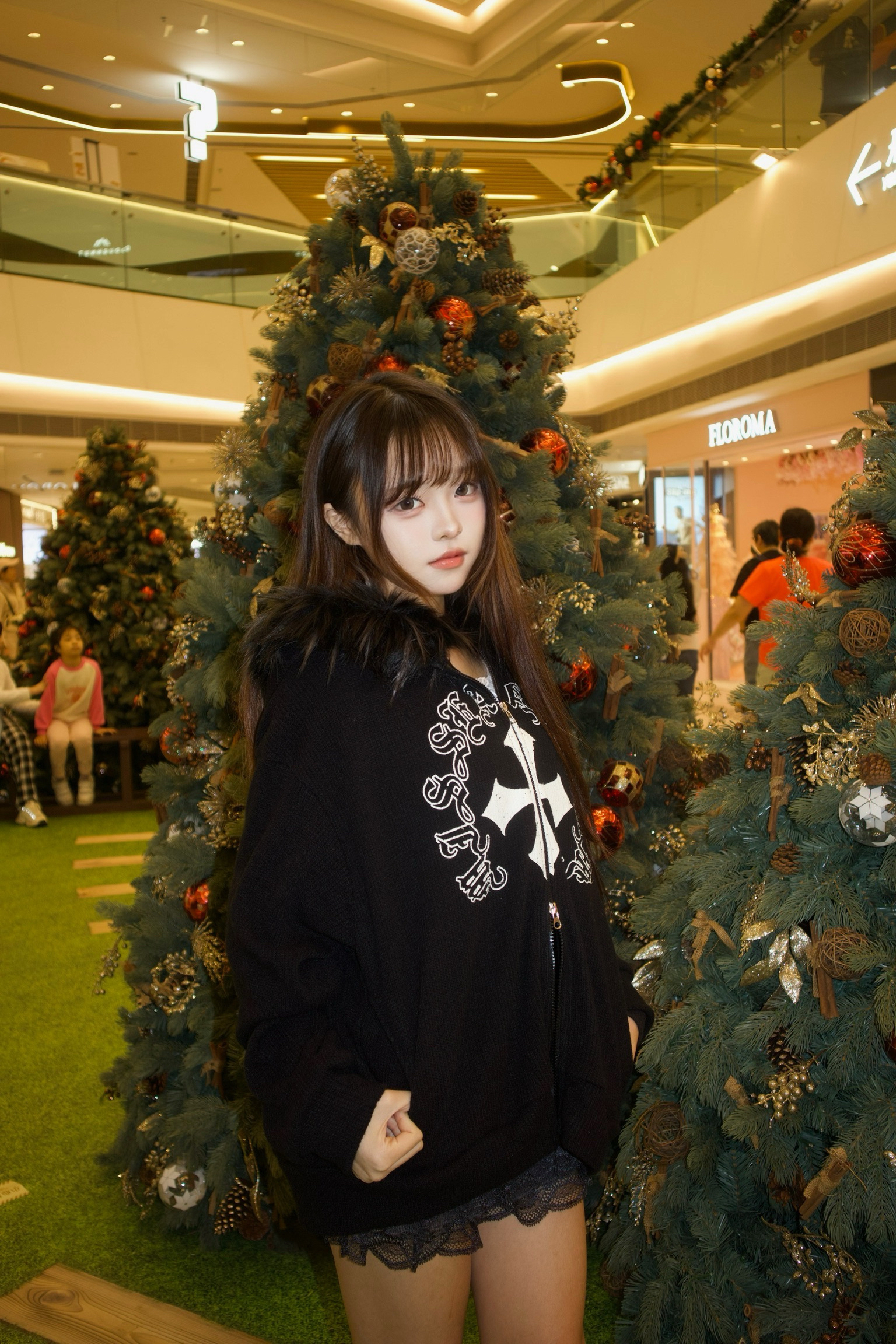 超型！韓國十字架Y2k毛毛帽jacket (Unisex)