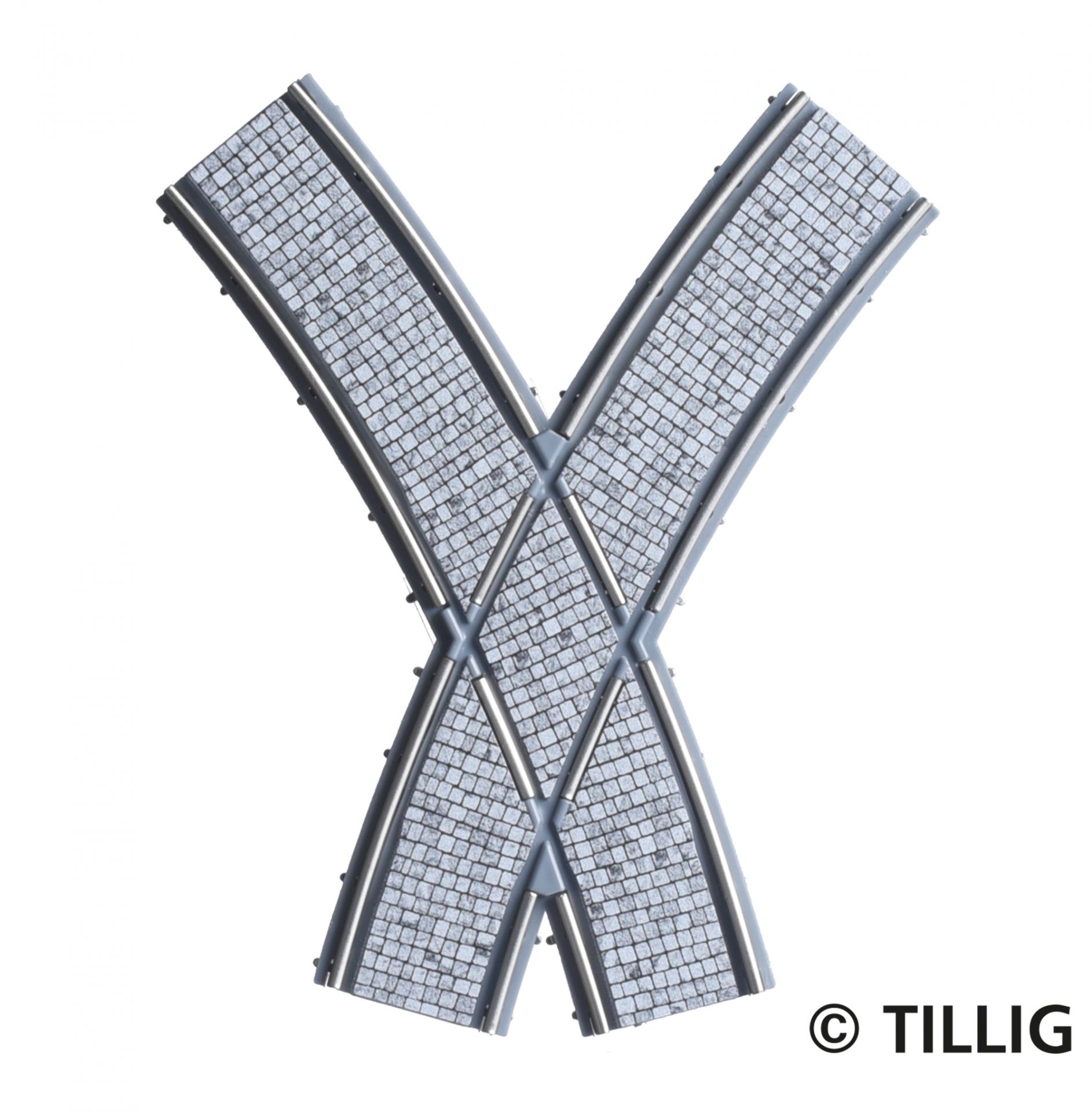 Tillig LUNA HO-scale 城市輕軌電車路軌T 型交叉路口 1:87 T-crossing set paving-stones 馬路路軌•城市輕軌•電車路軌