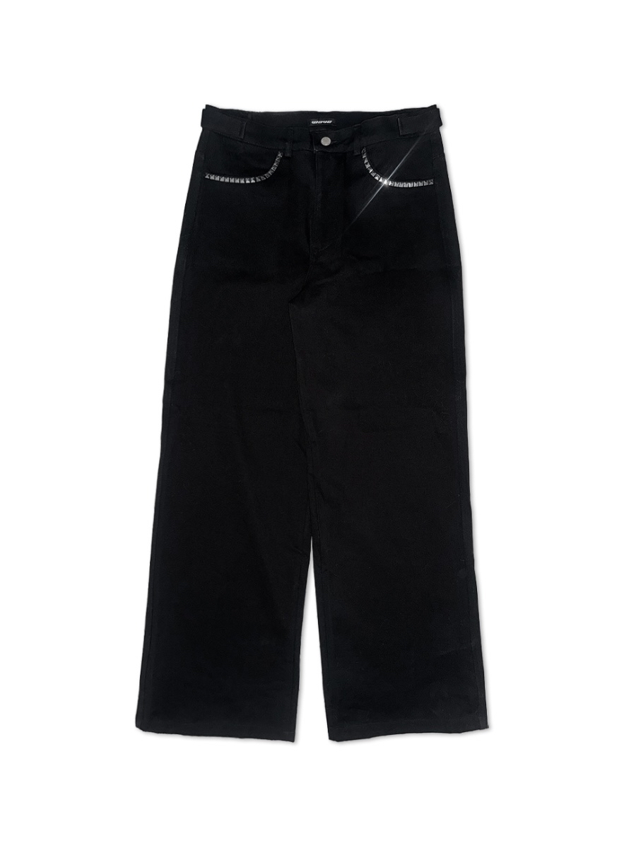 Cross Studded Wide-Leg Pants