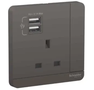 Schneider 施耐德 奐尚 13A單蘇有開關連USB 2.1A