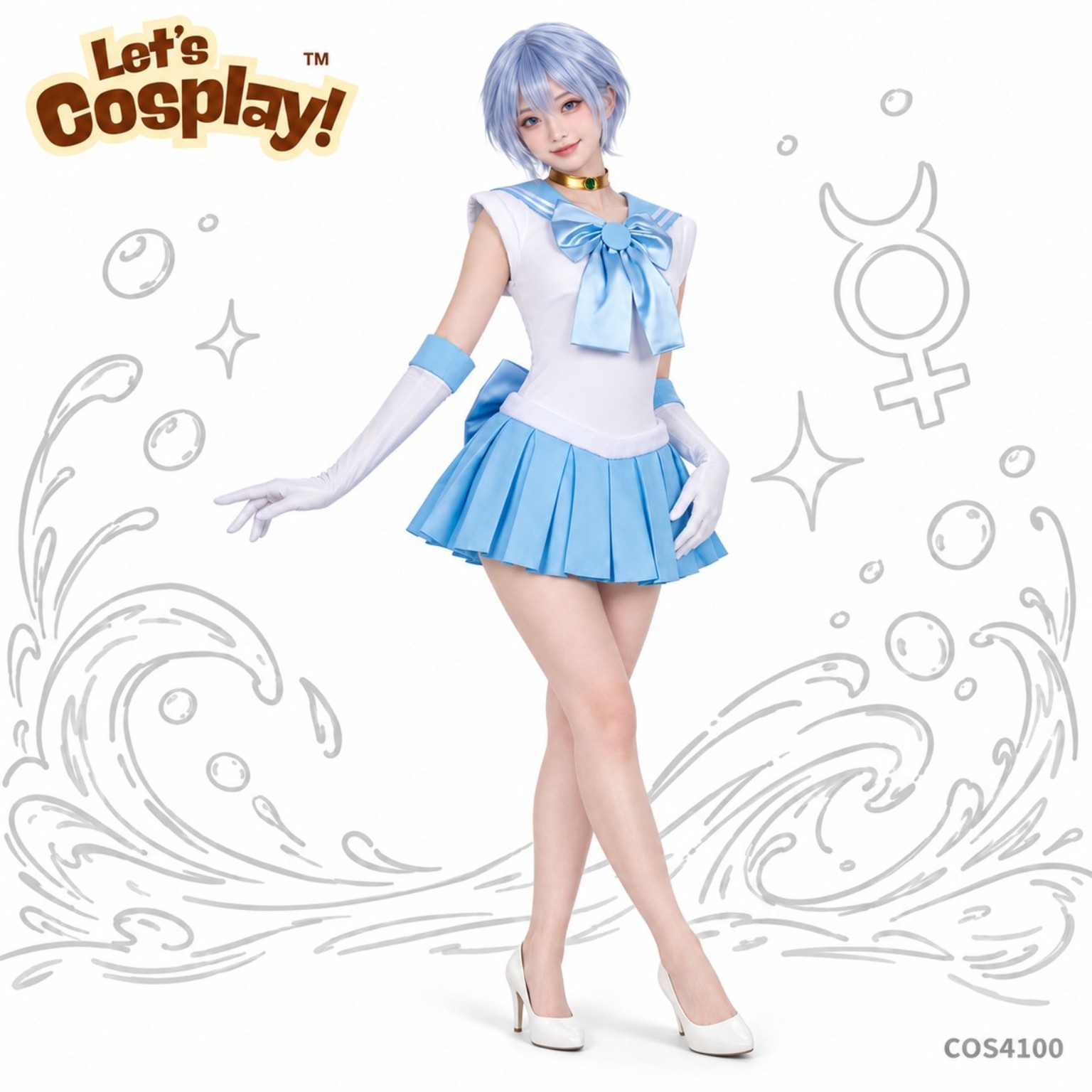 美少女戰士水野阿美Sailor Mercury萬聖節動漫服裝日本動漫衣服水手服,香港現貨Lets Cosplay COS4100