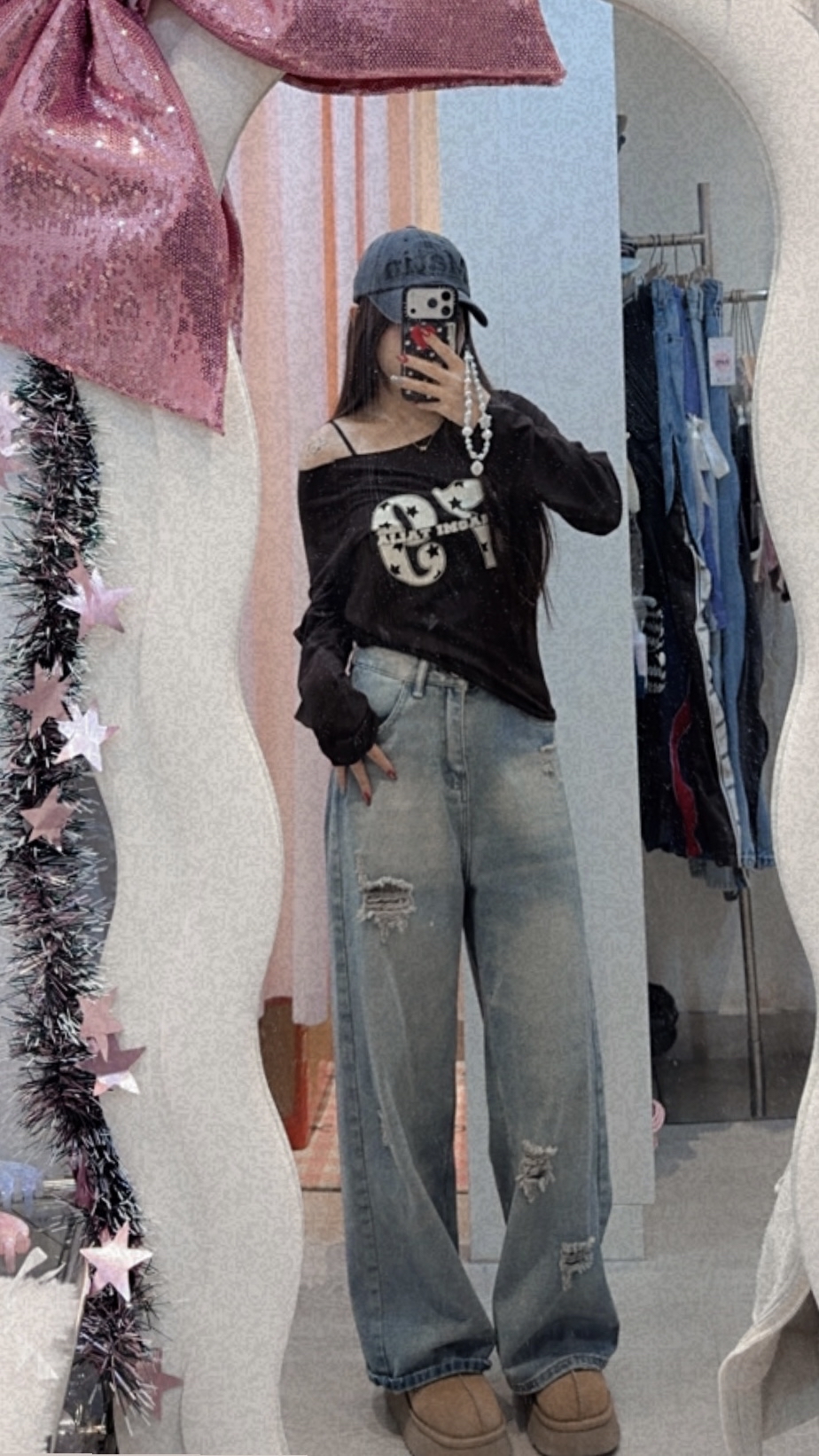 Bbk店主自留款寬鬆破洞直筒長褲