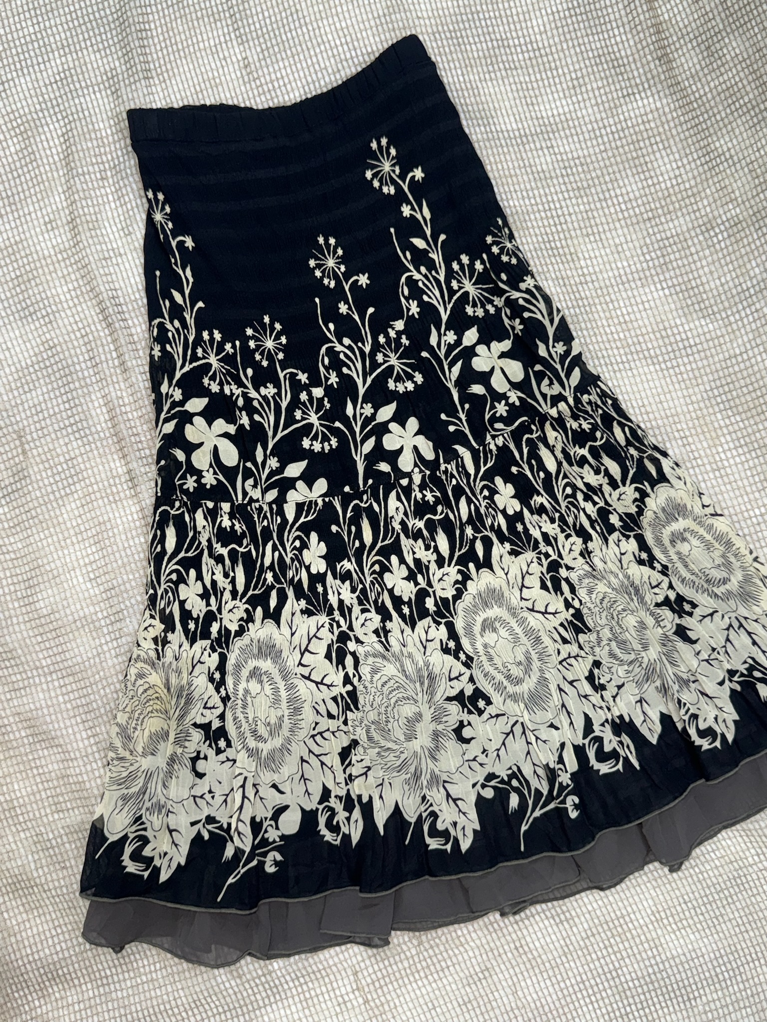 Romantic Goth Floral Flared Skirt