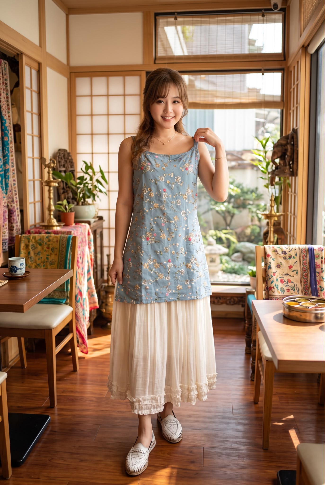 2956 Fog Blue Heavy Emb Adjustable Kurta 31"