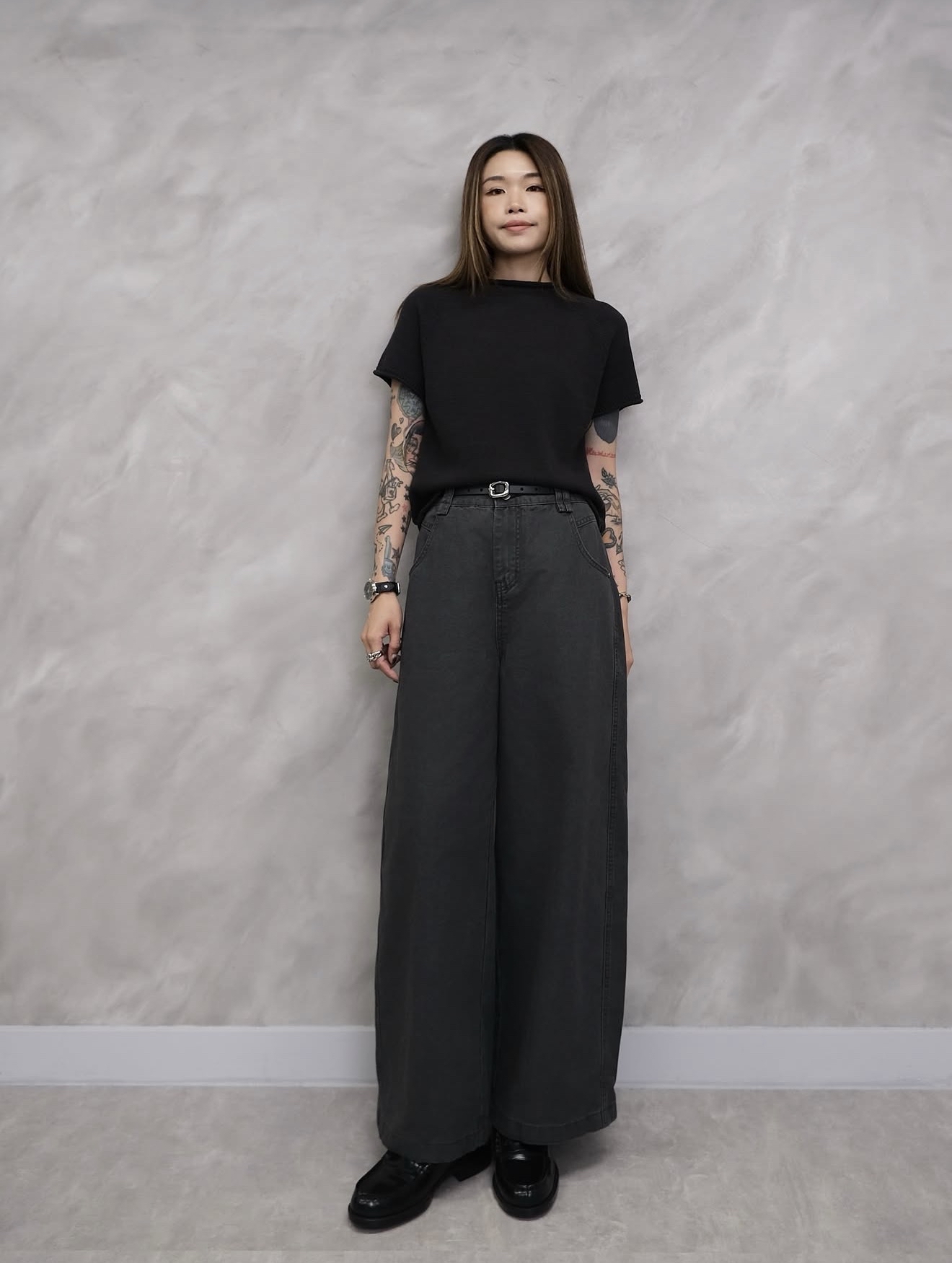 High-Waisted Wide-Leg Chino Pants #pt81