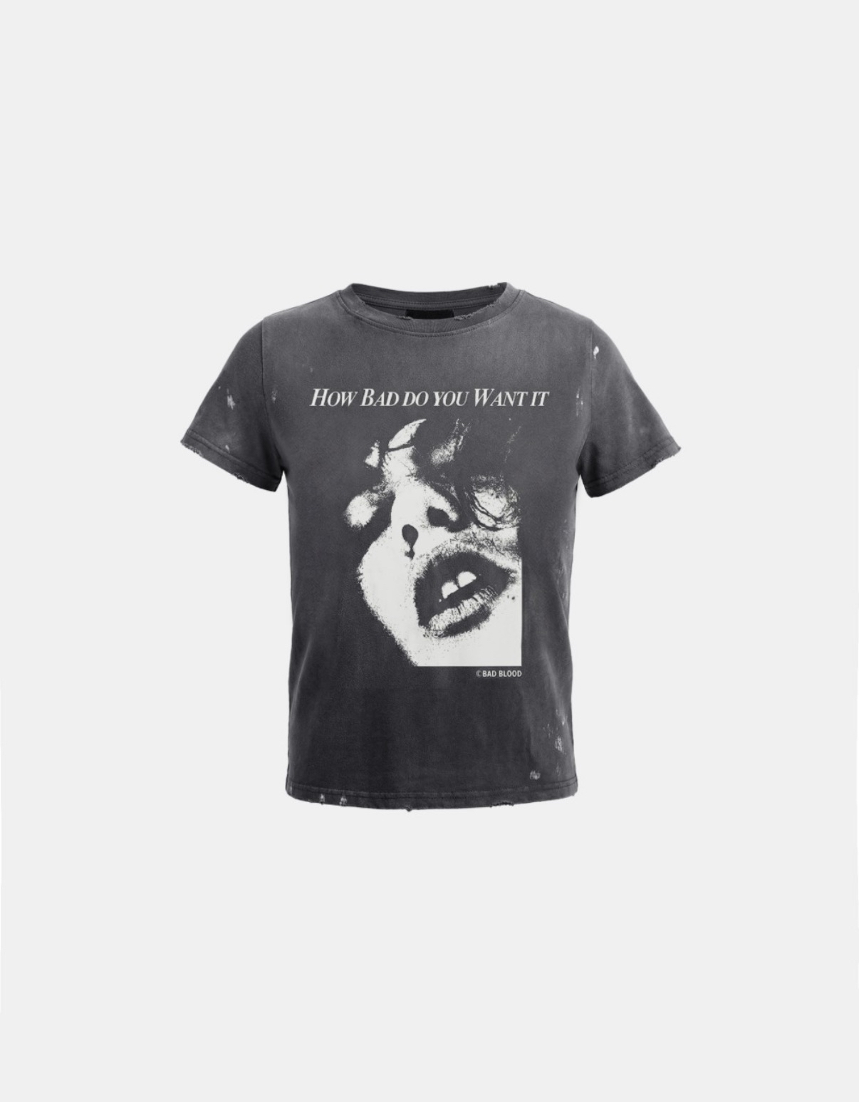 BADBLOOD[w-tee26-143] Portrait of a Wild Thing Short Sleeve T-Shirt - Charcoal
